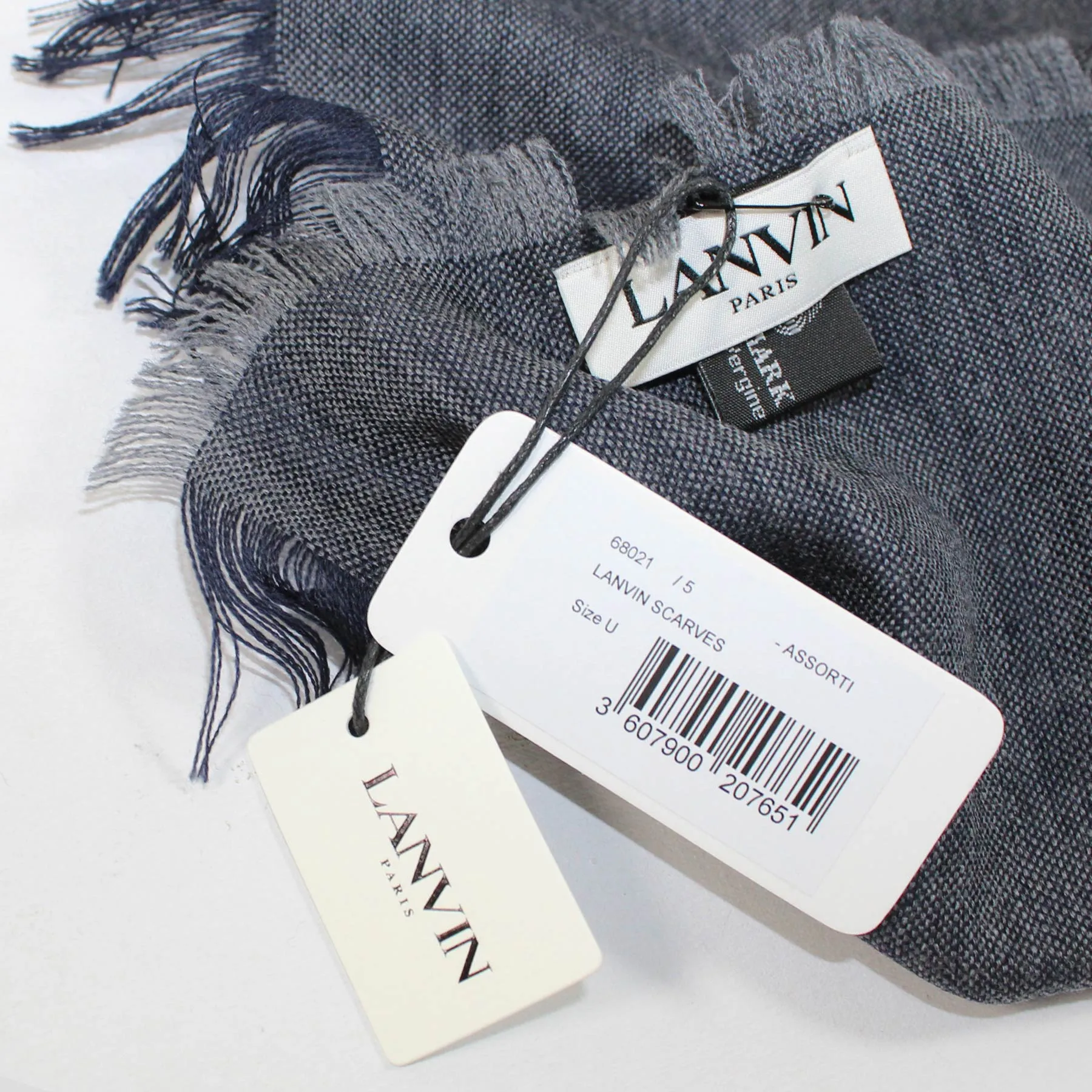 Lanvin Wool Scarf Dark Blue Gray SALE