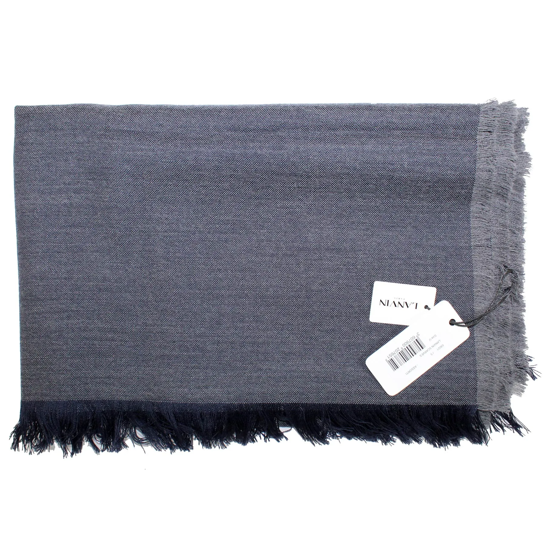 Lanvin Wool Scarf Dark Blue Gray SALE