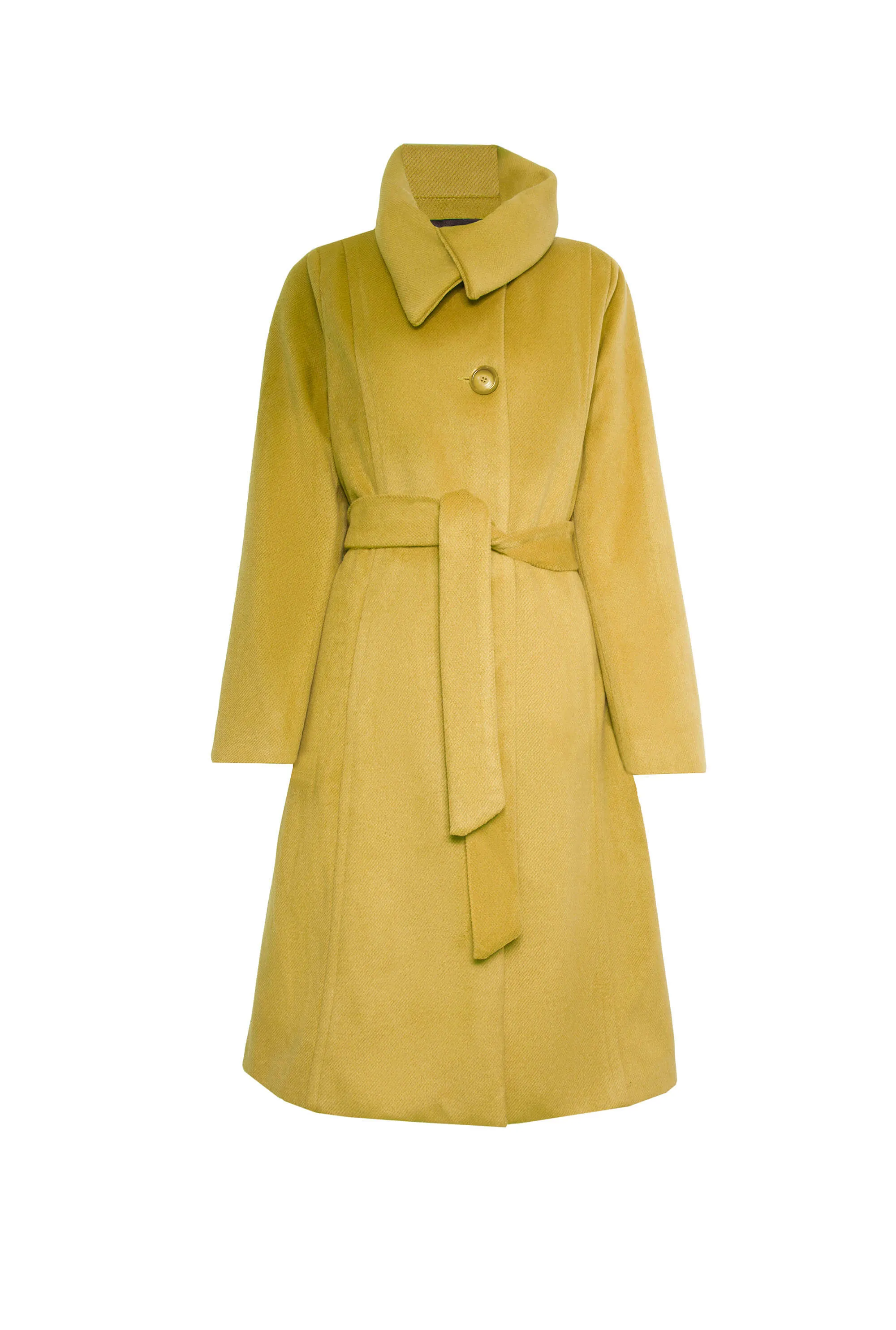 Large Collar Belted Coat Lime