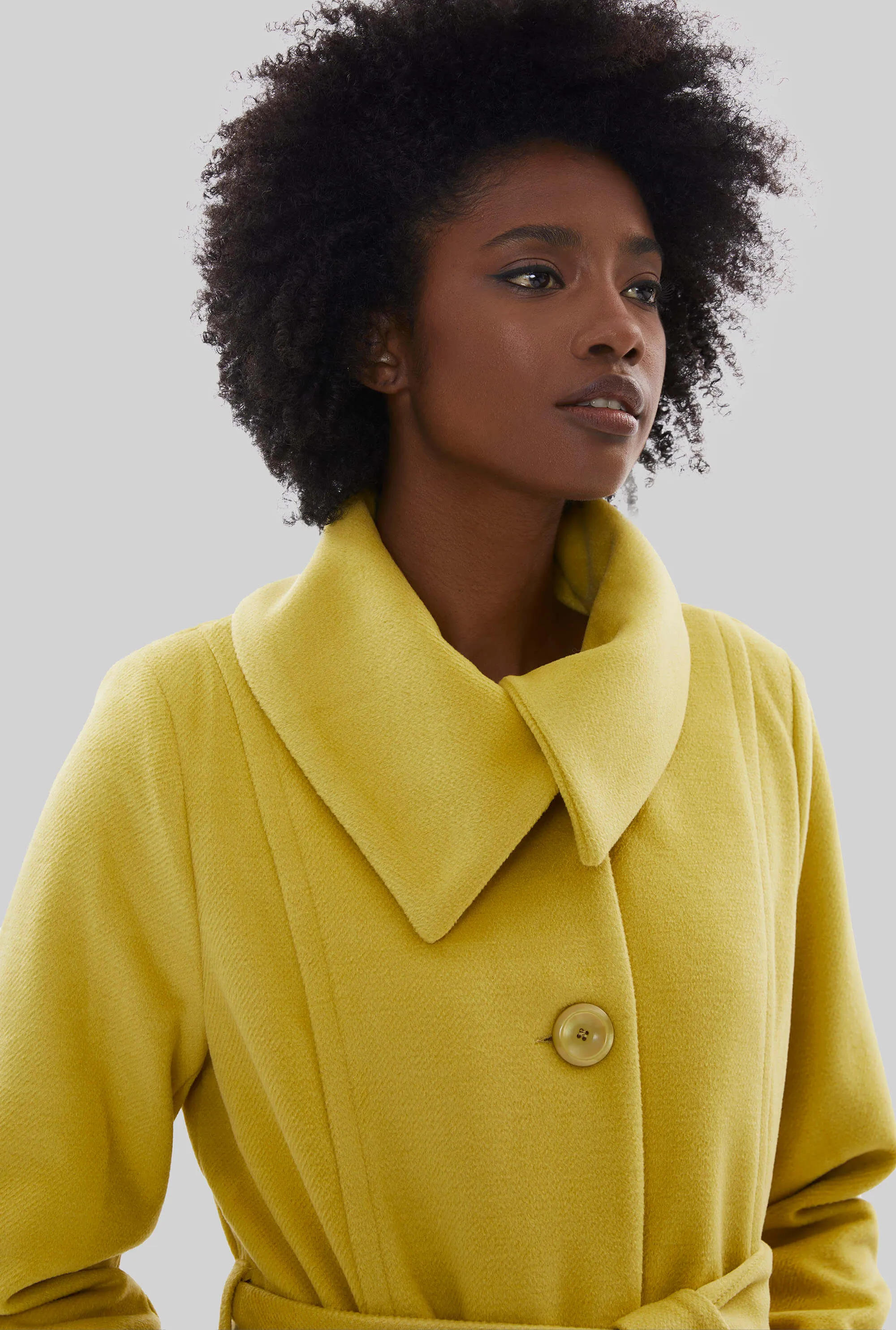 Large Collar Belted Coat Lime