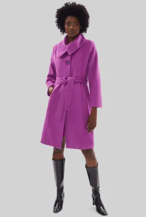 Large Collar Belted Coat Purple