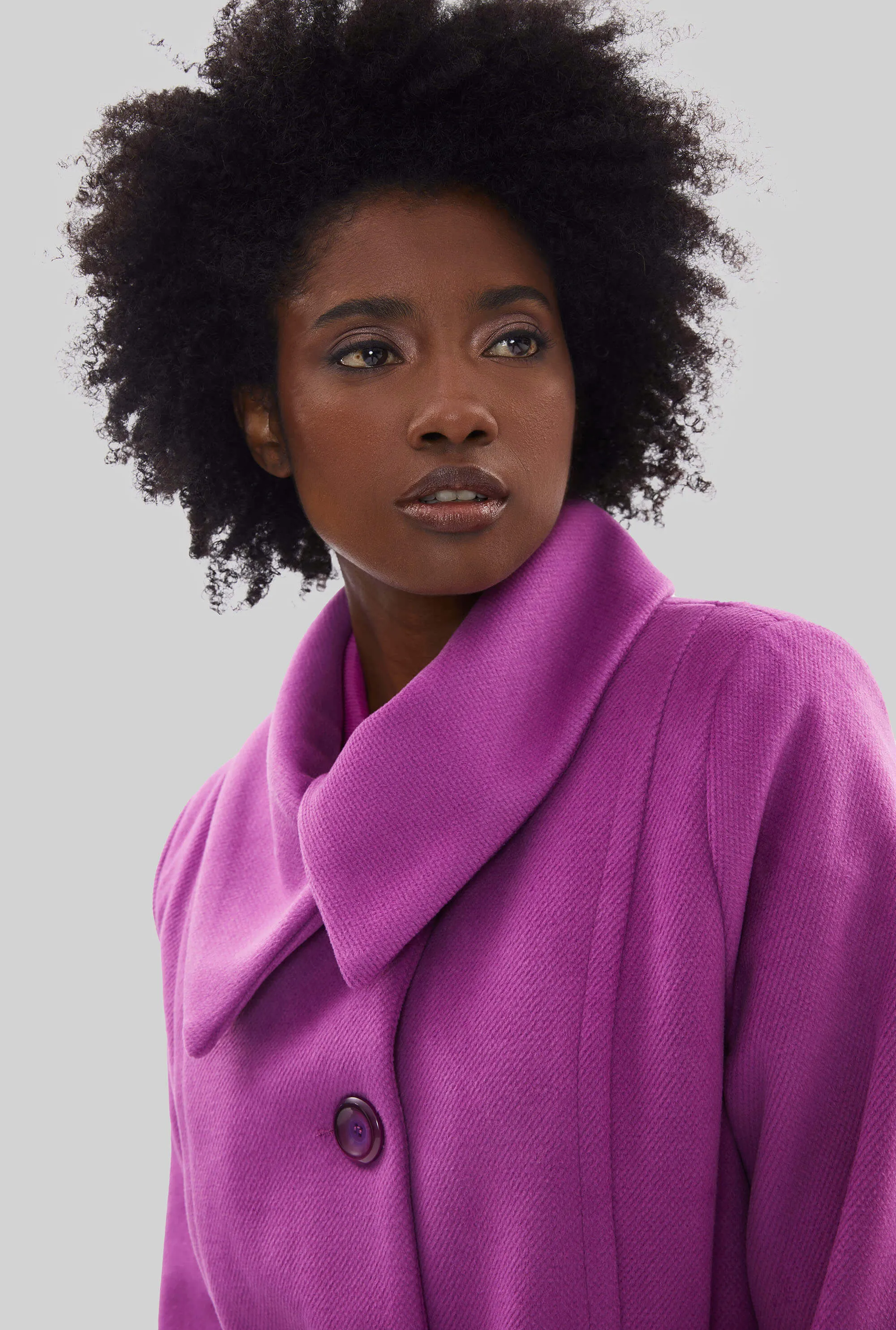 Large Collar Belted Coat Purple