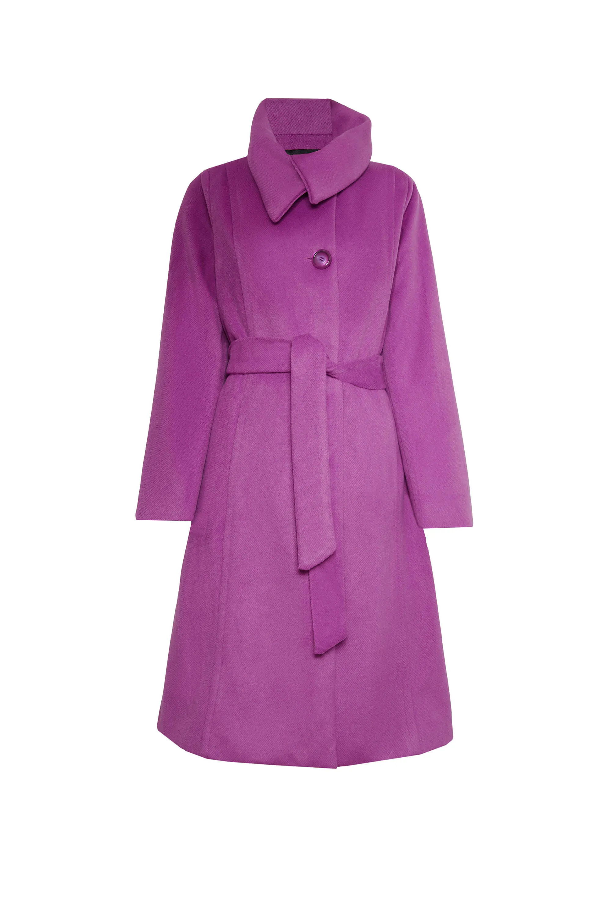 Large Collar Belted Coat Purple