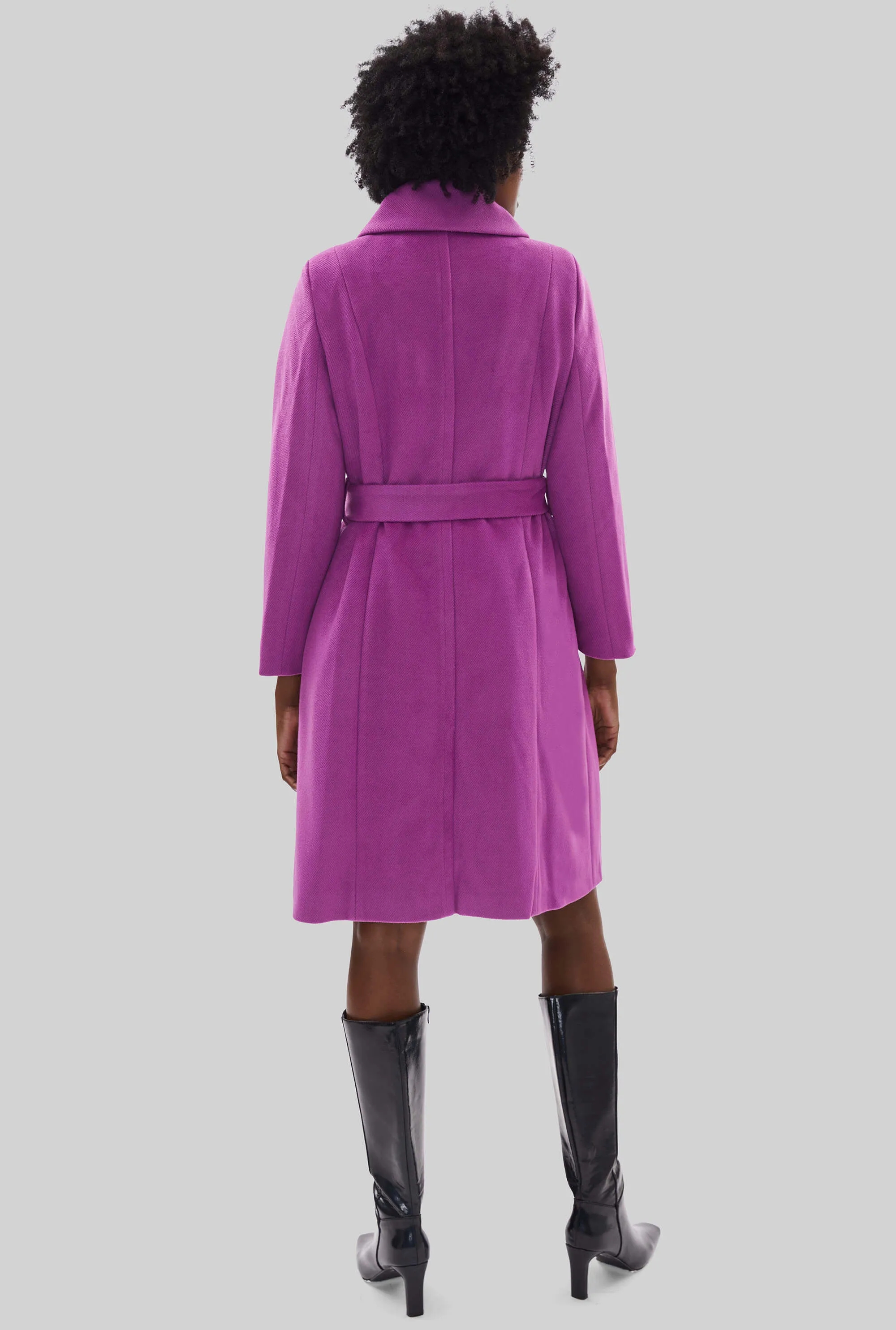 Large Collar Belted Coat Purple