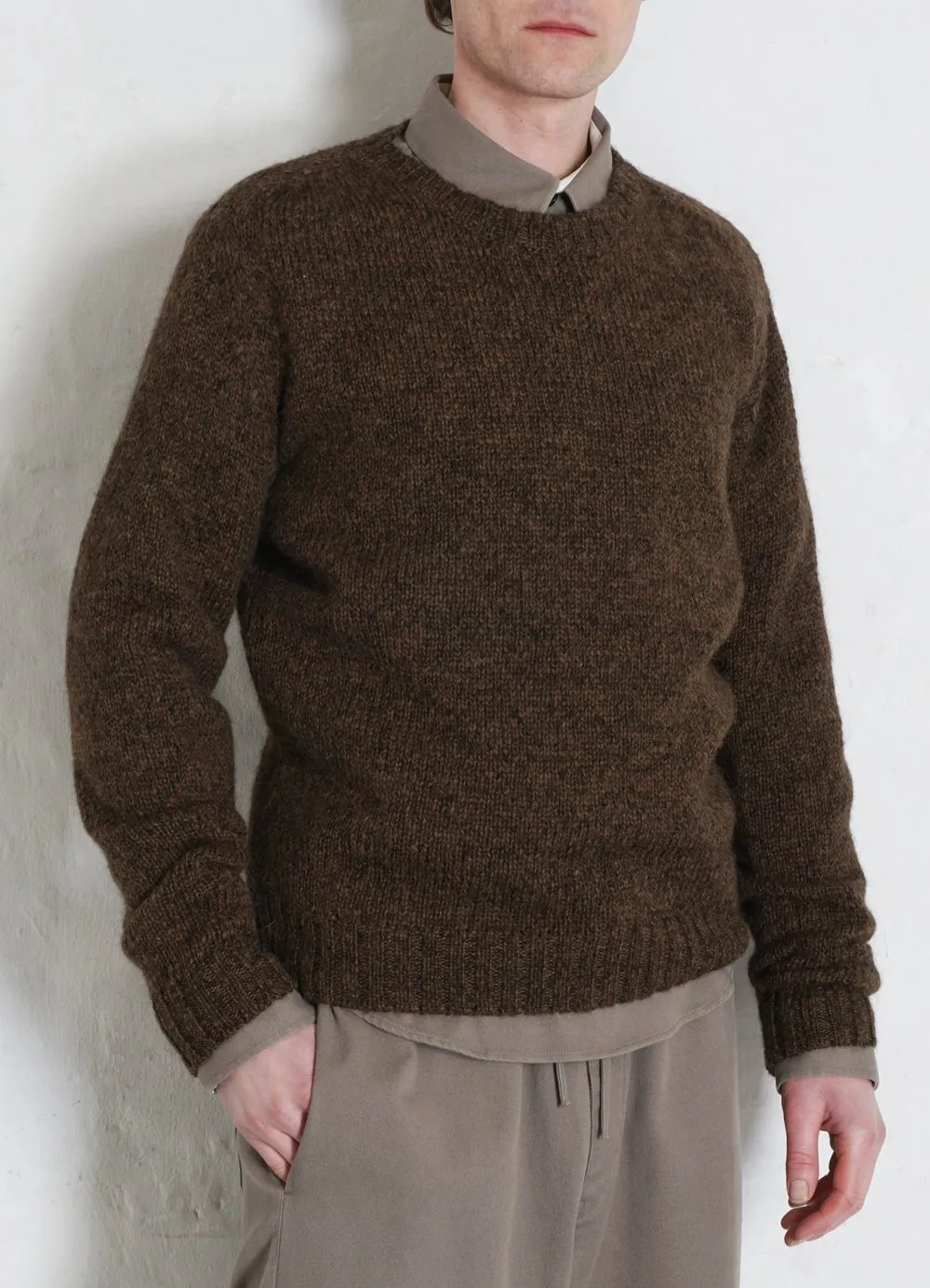 MATTIAS | Knitted Crew Neck Sweater | Tobacco