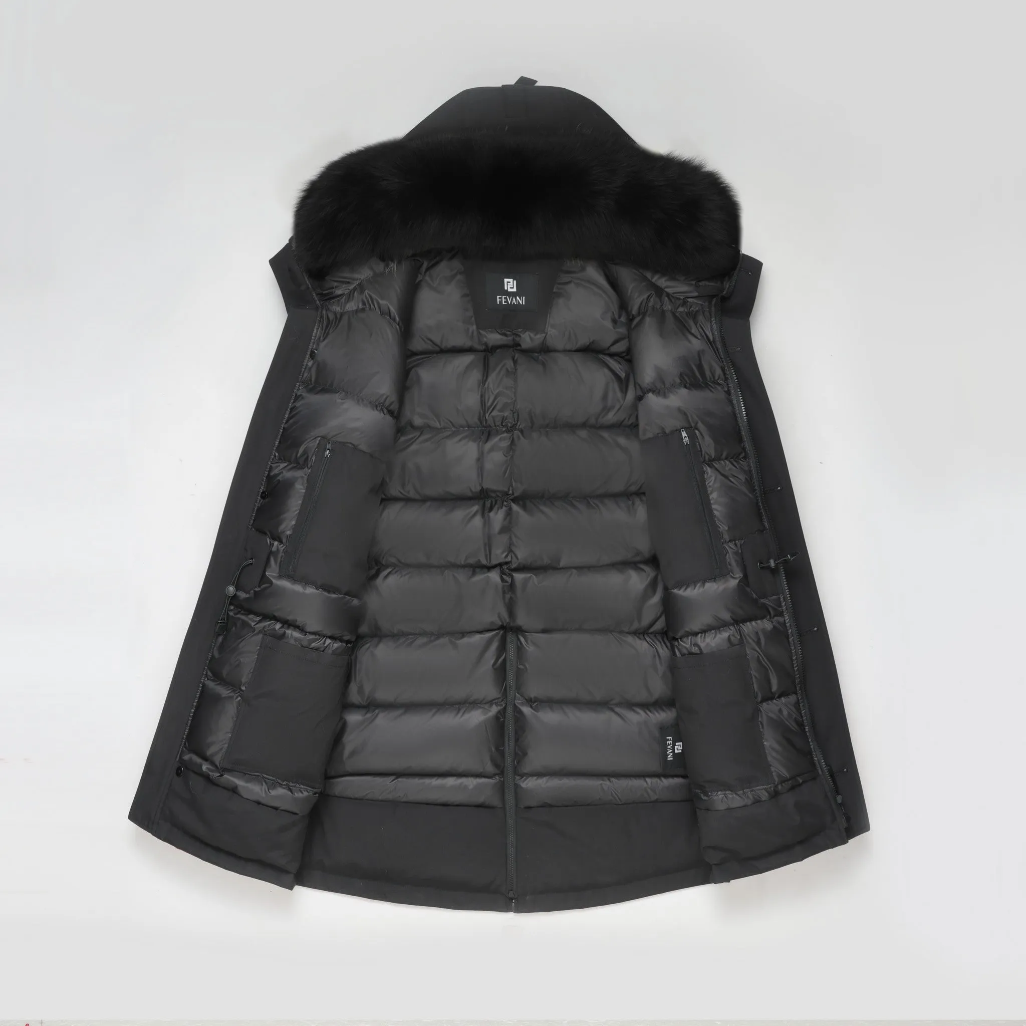 Men's Deluxe Parka Coat - (Black Fox Trim)