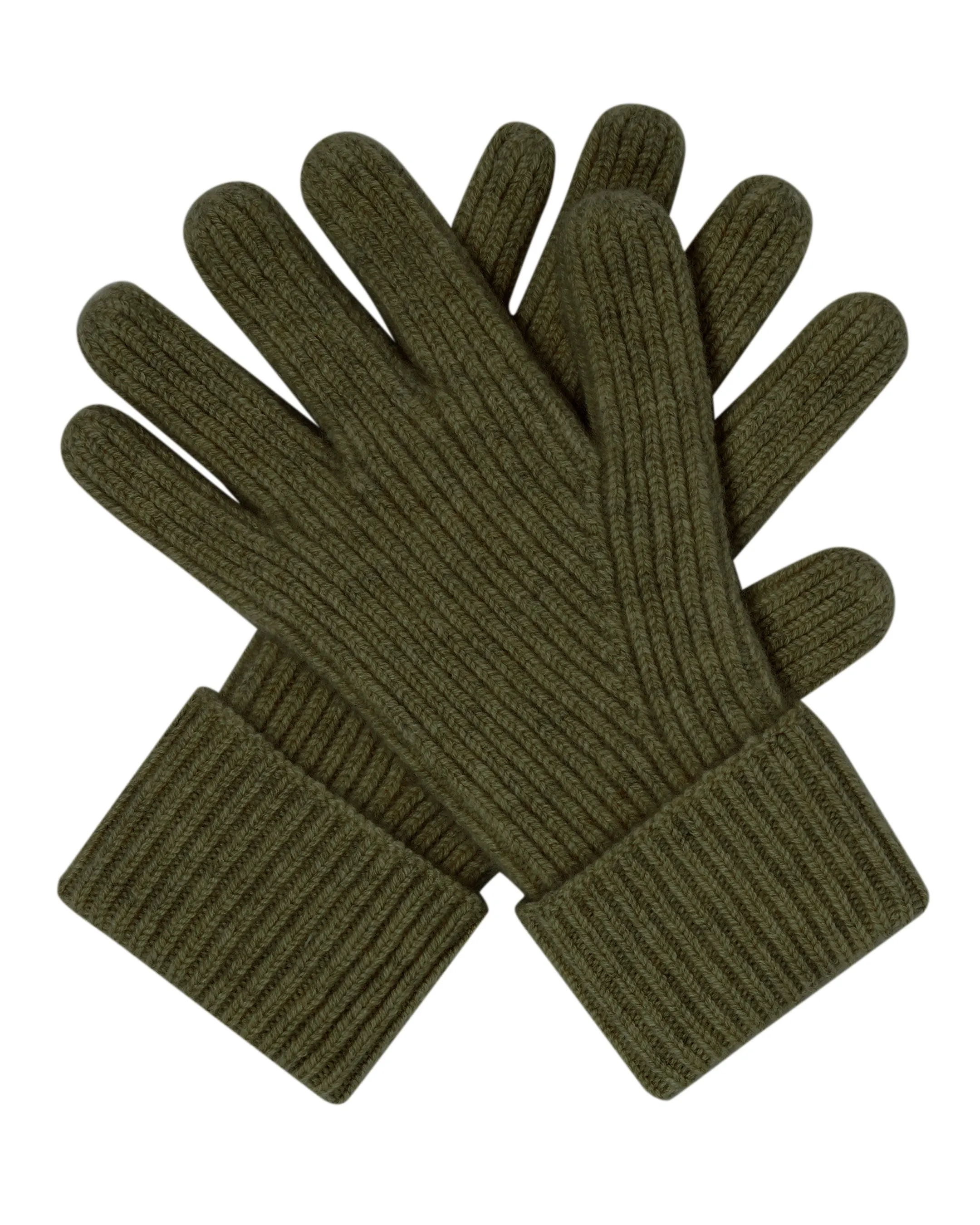 Men's Ribbed Cashmere Gloves Moss Green