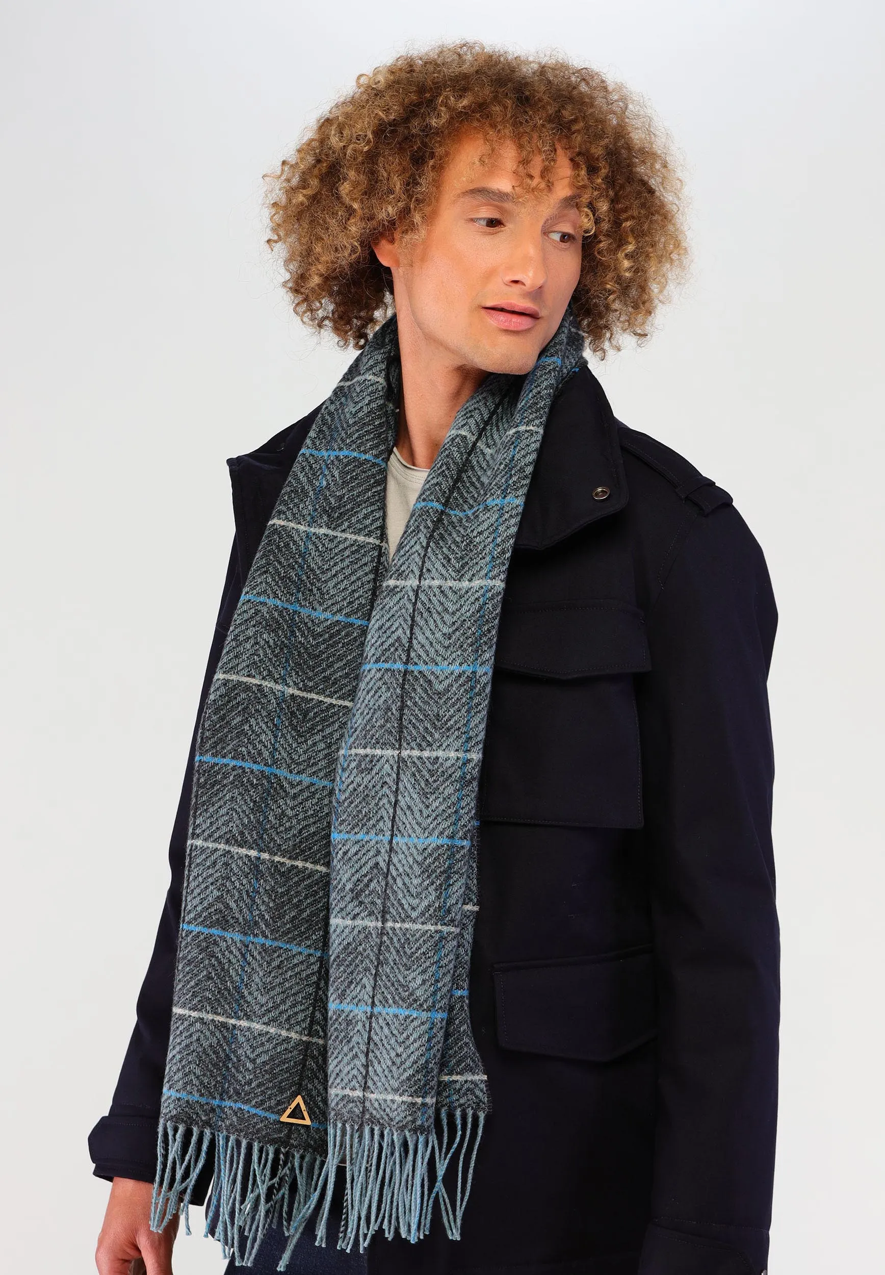 Modern Windowpane Wool Blend Scarf