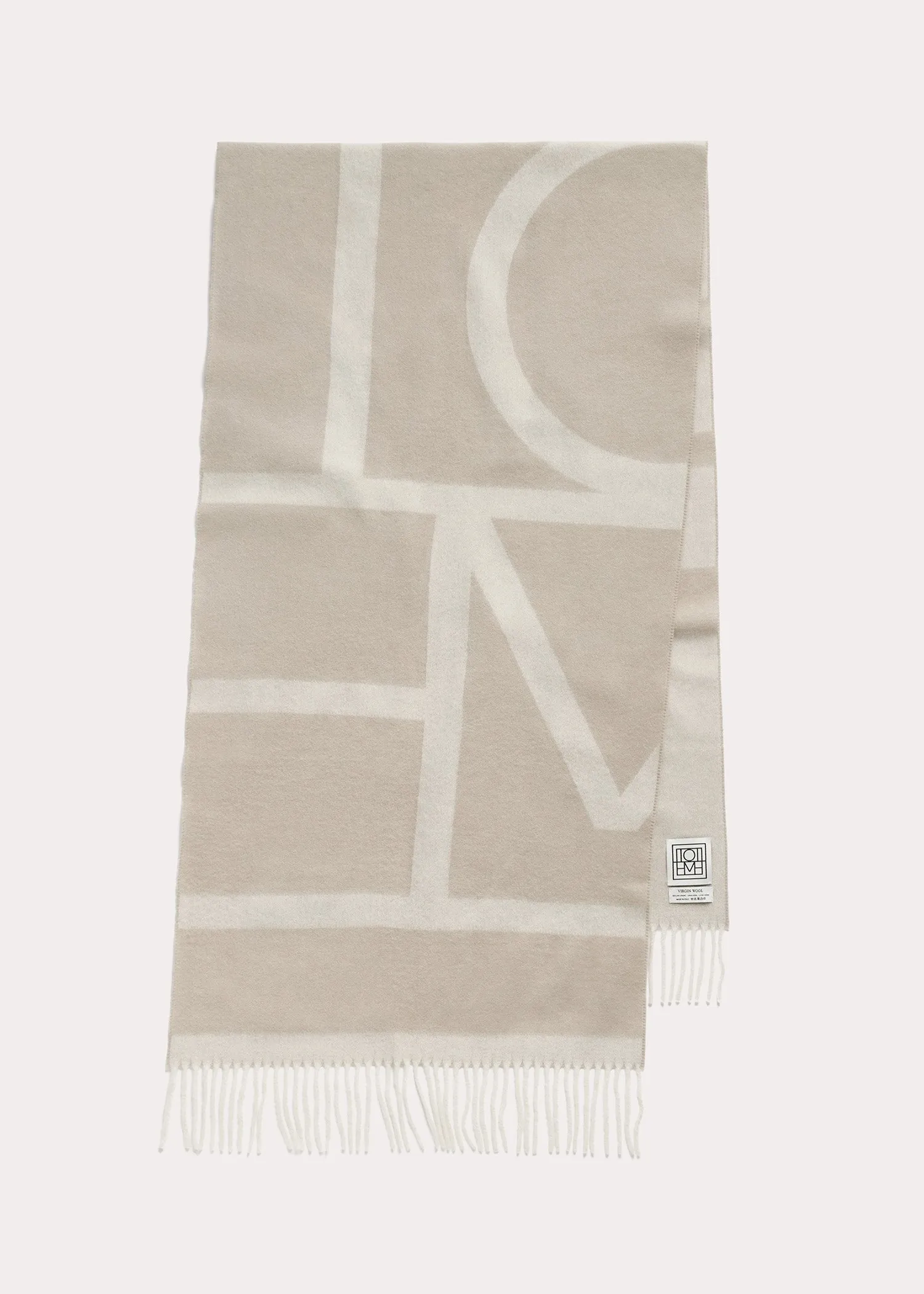 Monogram jacquard wool scarf bone