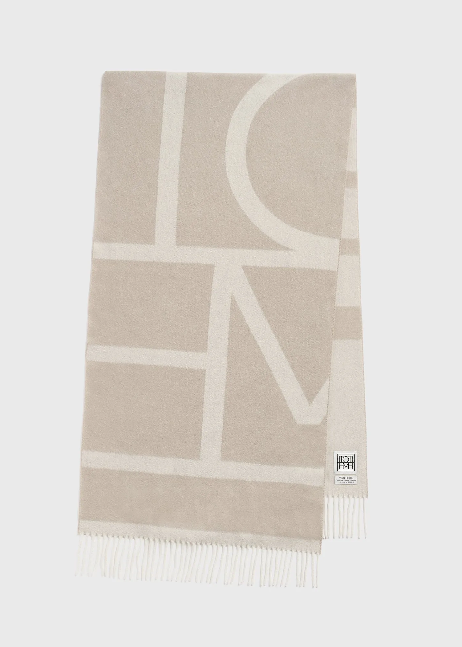 Monogram jacquard wool scarf bone