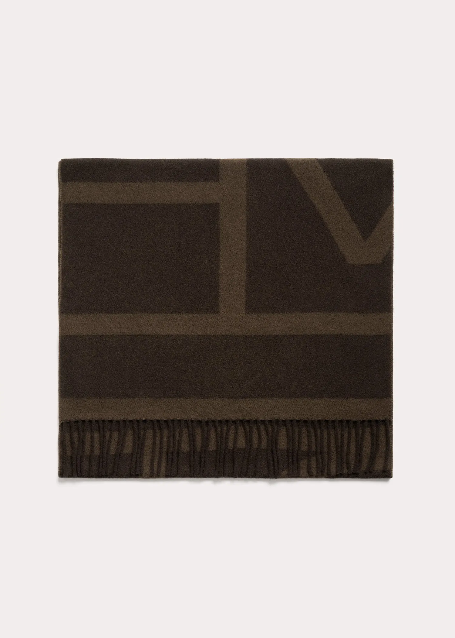 Monogram jacquard wool scarf dark brown