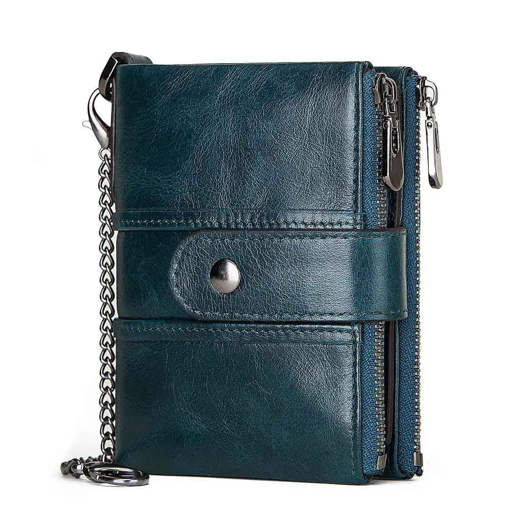 Multifunction Retro Zipper Leather Men's Wallet