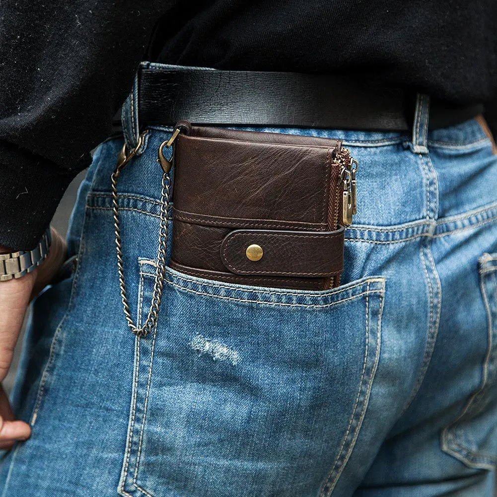 Multifunction Retro Zipper Leather Men's Wallet