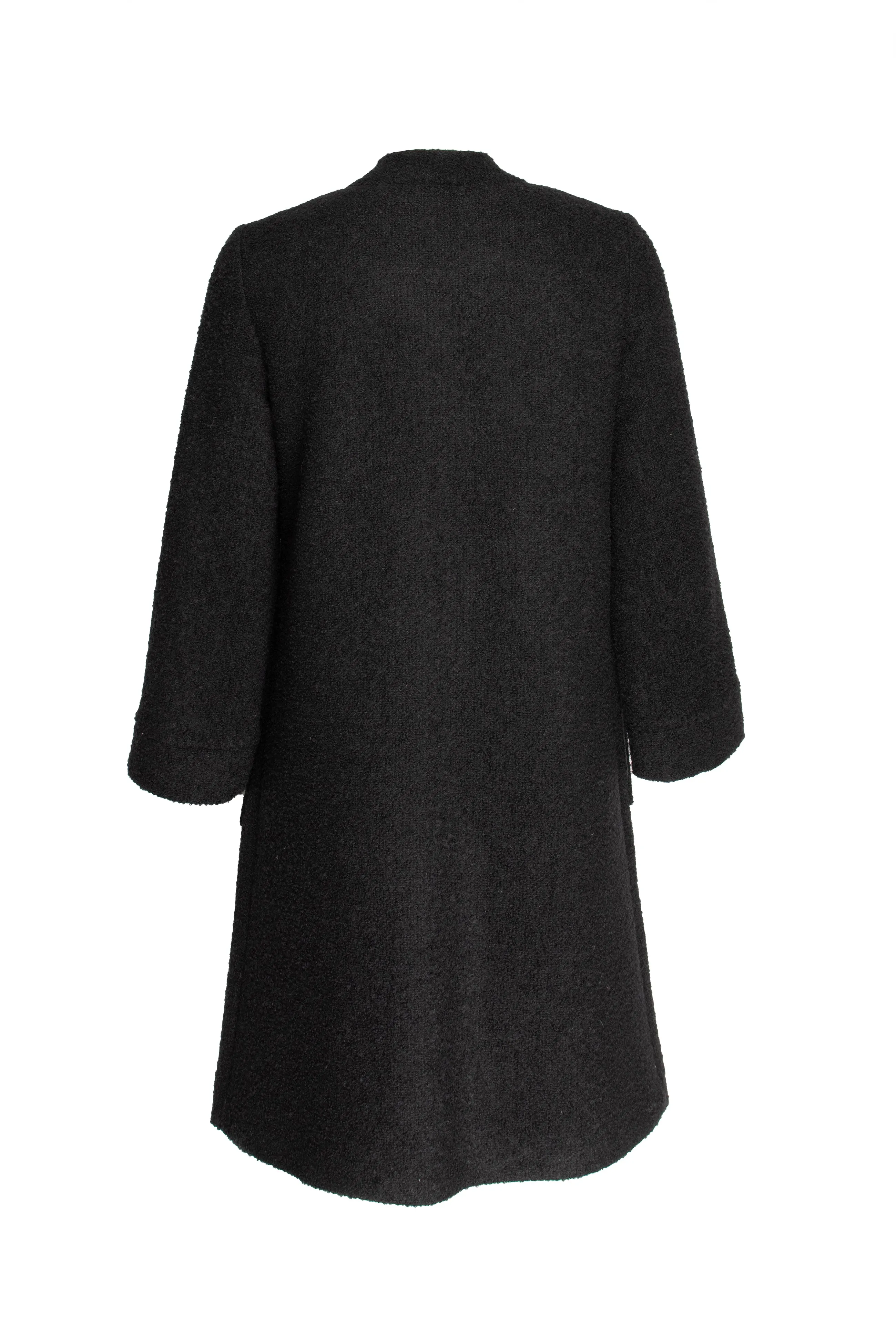 Offset Mandarin Collar Coat - Black Texture 8601