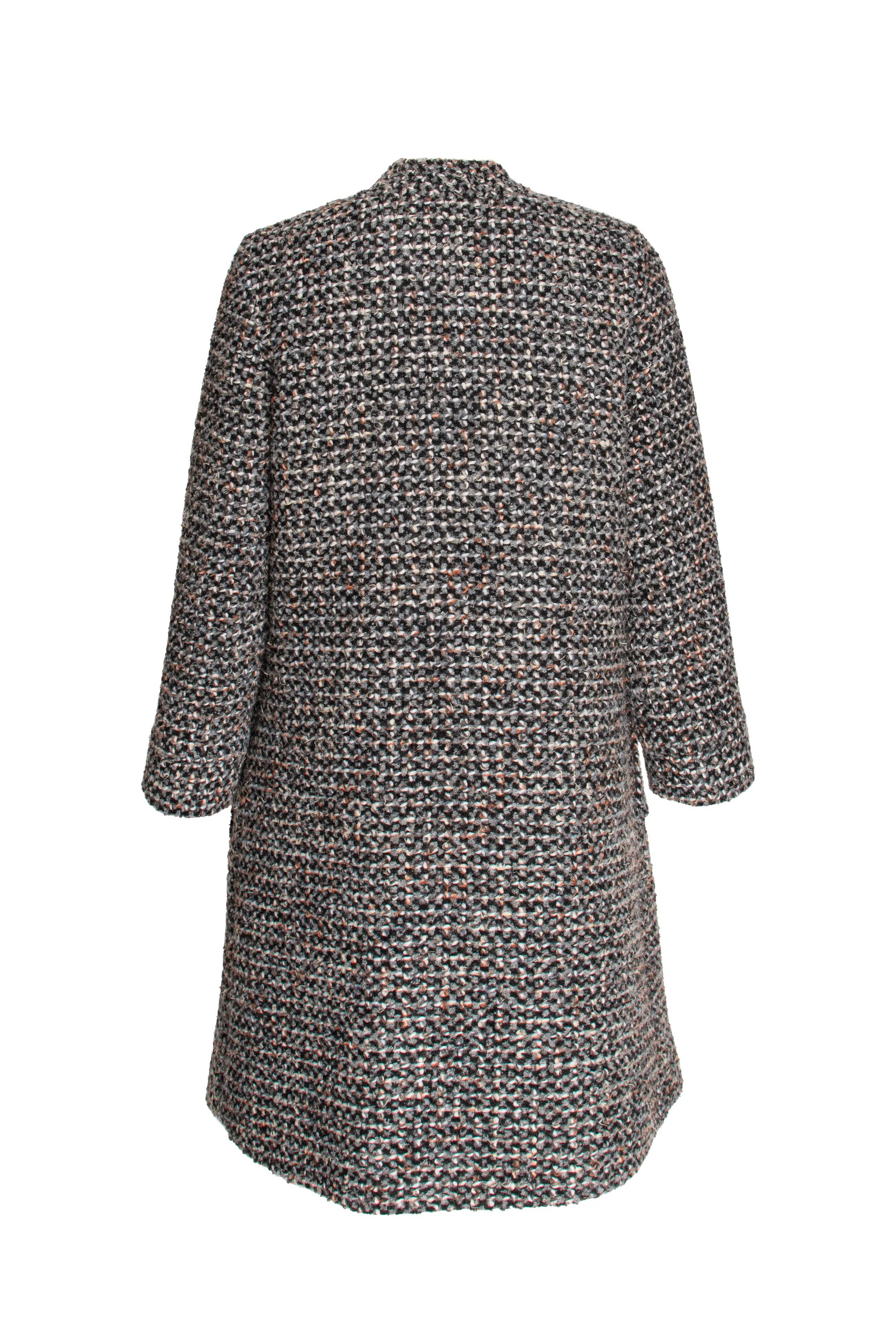 Offset Mandarin Collar Coat - Charcoal Texture 8603