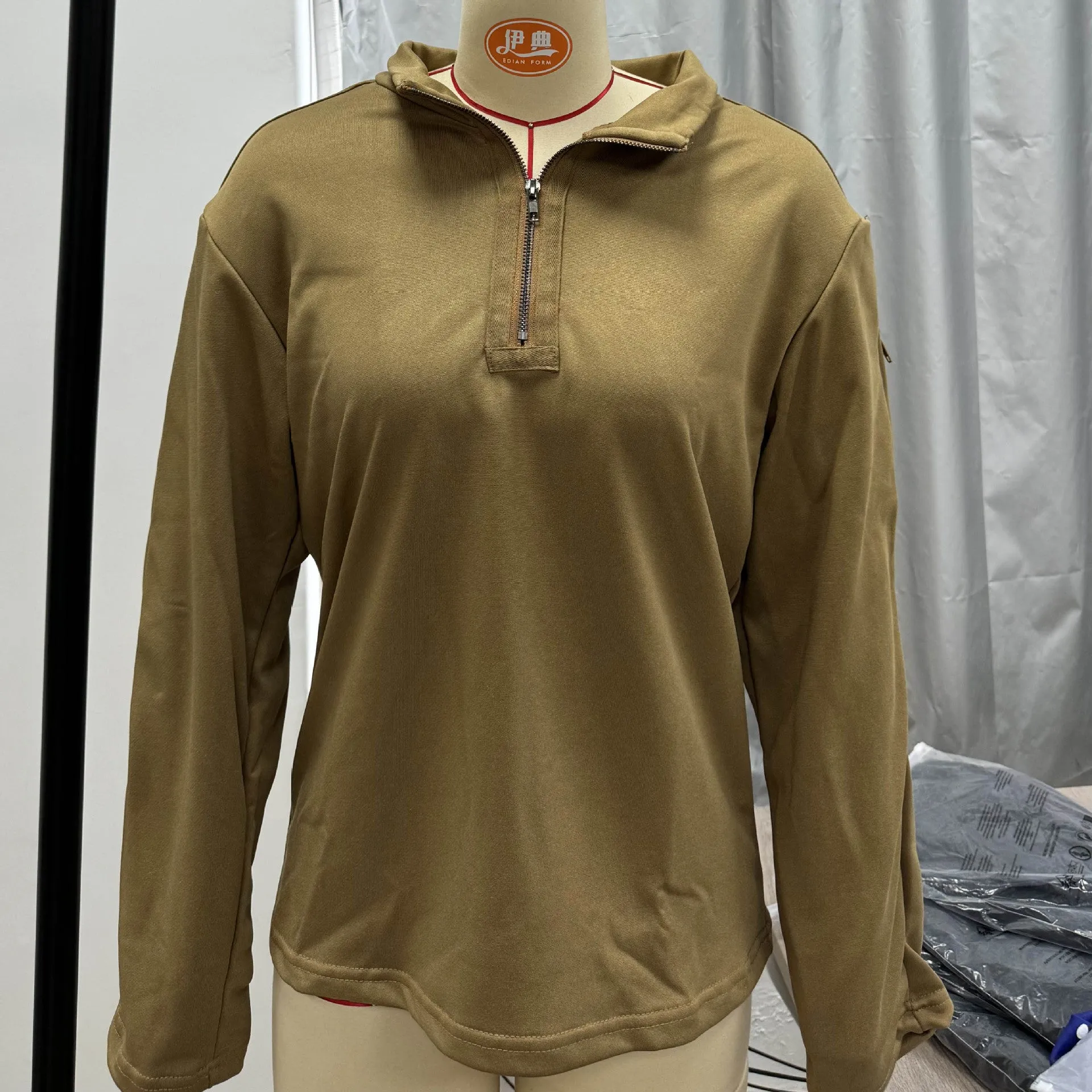 Outdoor Zipper Pocket Long-sleeved Collar Sweatshirts