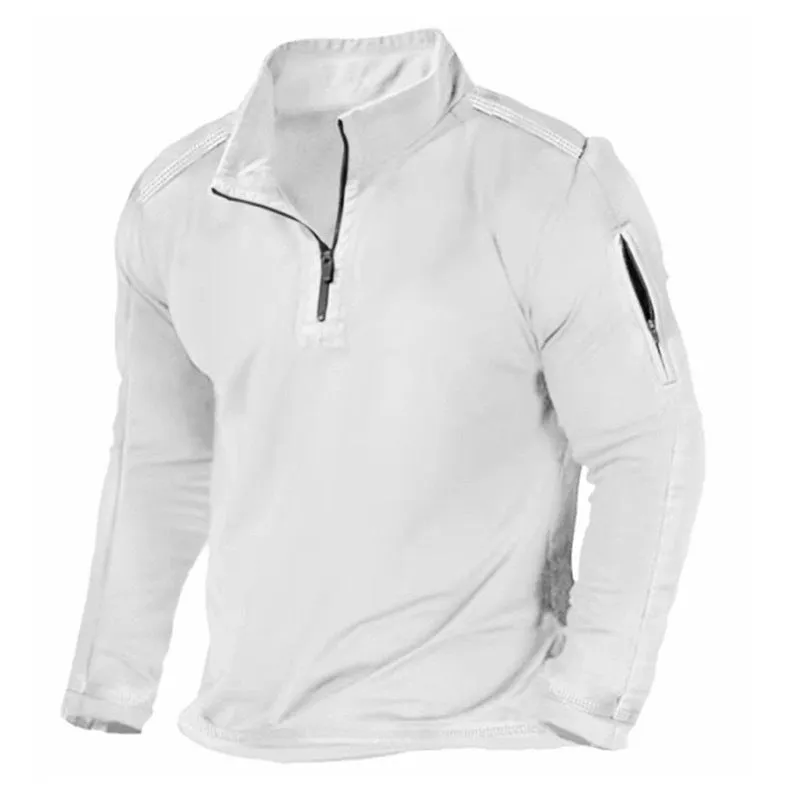 Outdoor Zipper Pocket Long-sleeved Collar Sweatshirts