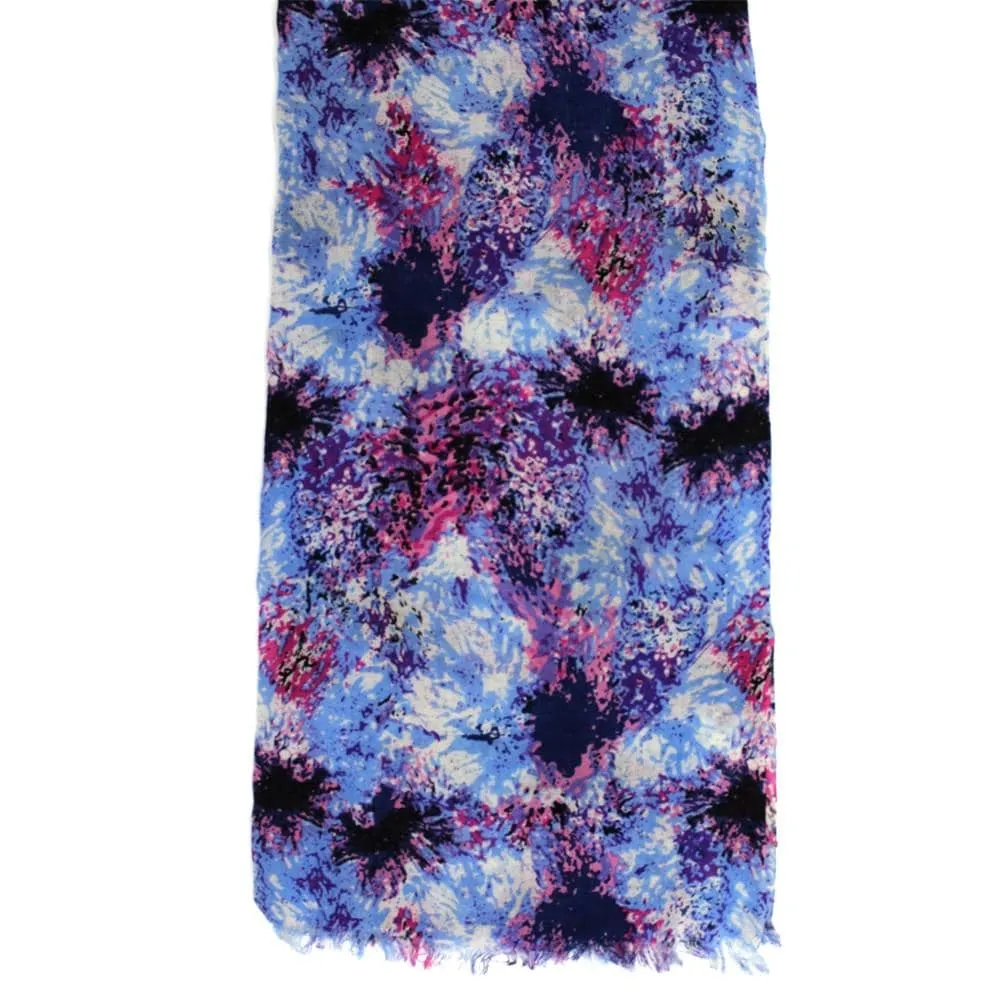 Paint Print Wool Scarf - Blue