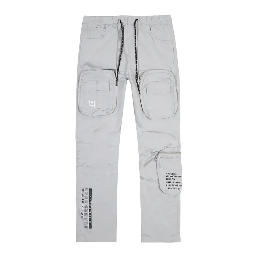 Printed Utility Windbreaker Joggers - Light Grey