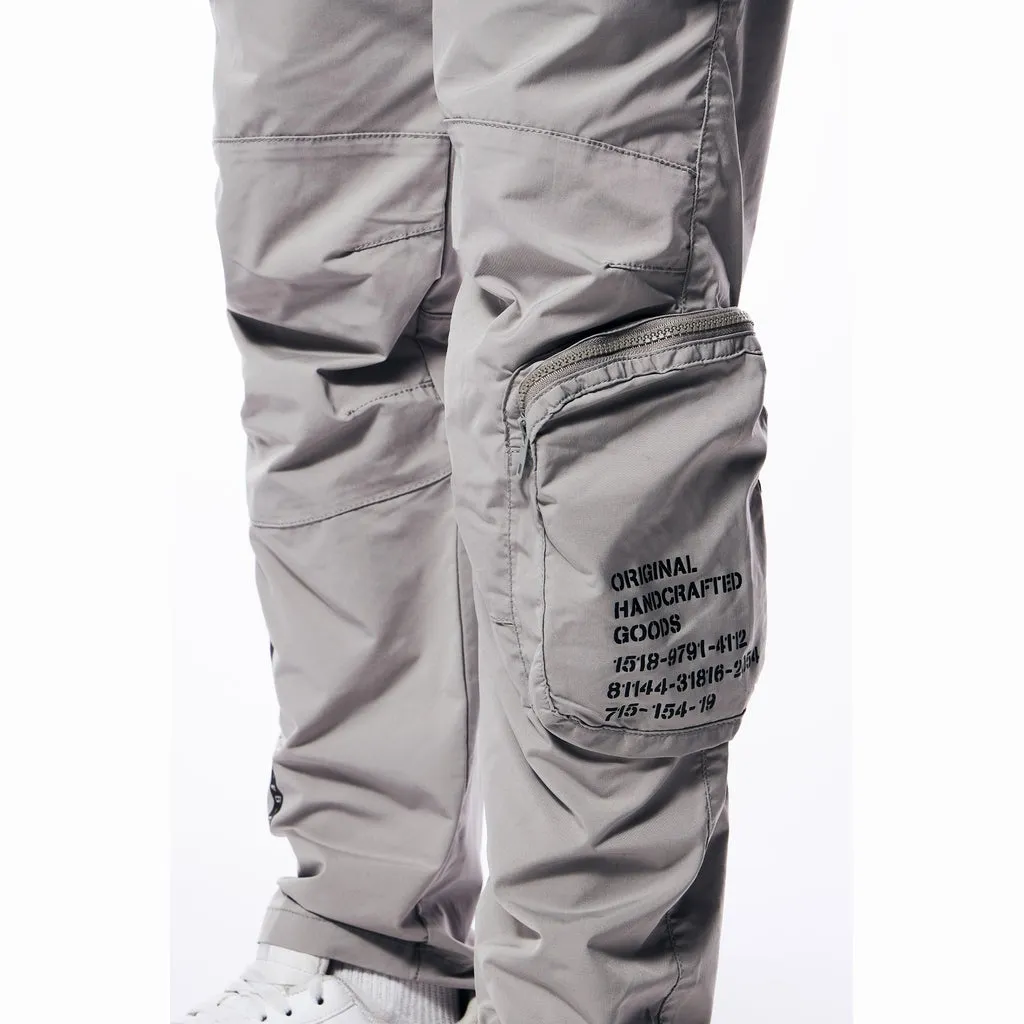 Printed Utility Windbreaker Joggers - Light Grey