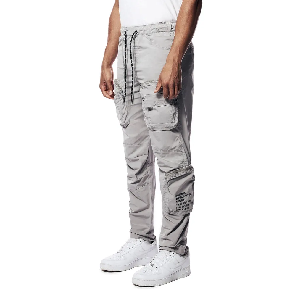 Printed Utility Windbreaker Joggers - Light Grey