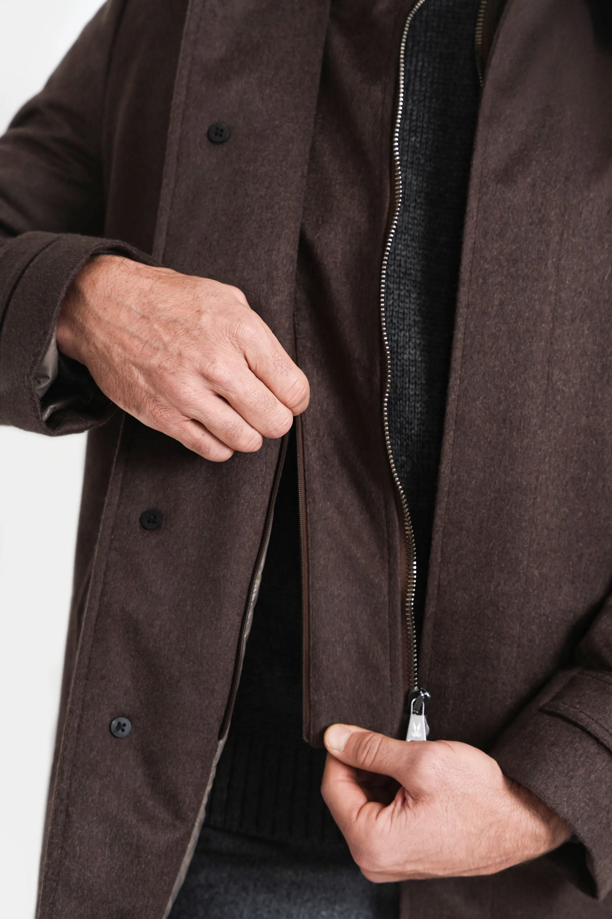 Pure Cashmere Euro Coat, Brown