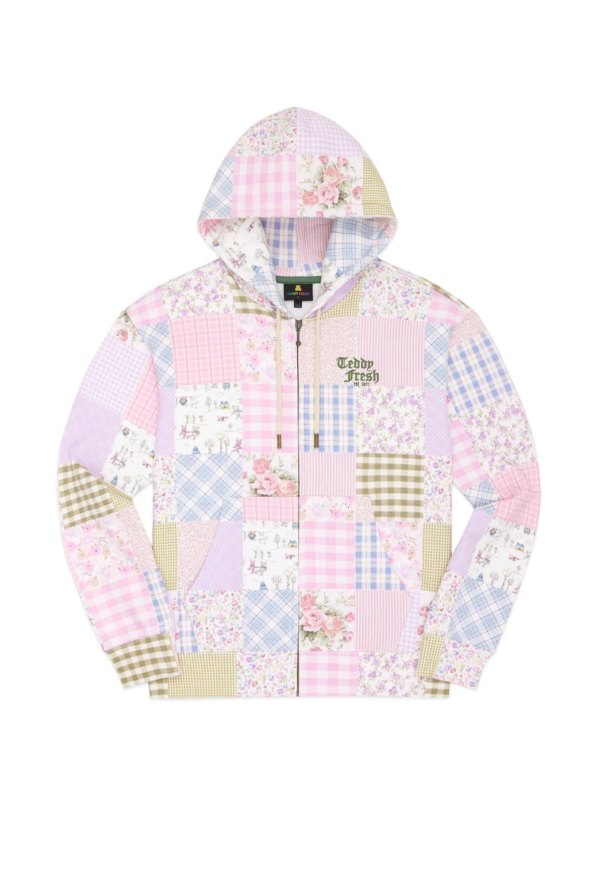 Quilt Print Zip Hoodie