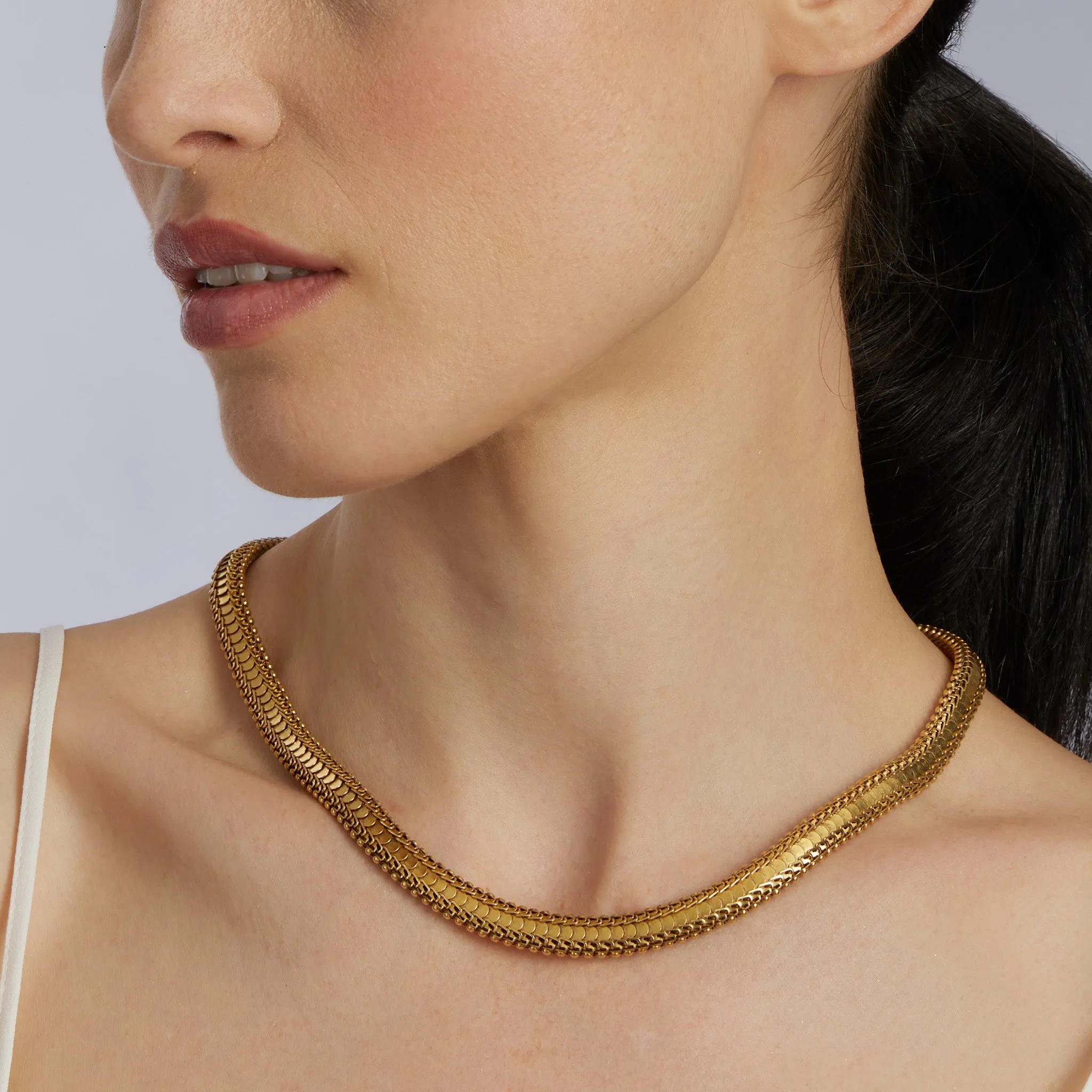 "Knitted" Victorian 18K Gold Chain Necklace