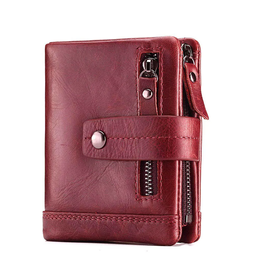 Retro Multifunction Leather Zipper Coin Money Men's Wallet