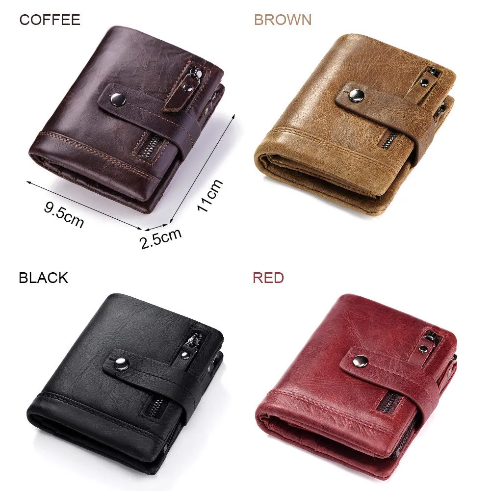 Retro Multifunction Leather Zipper Coin Money Men's Wallet