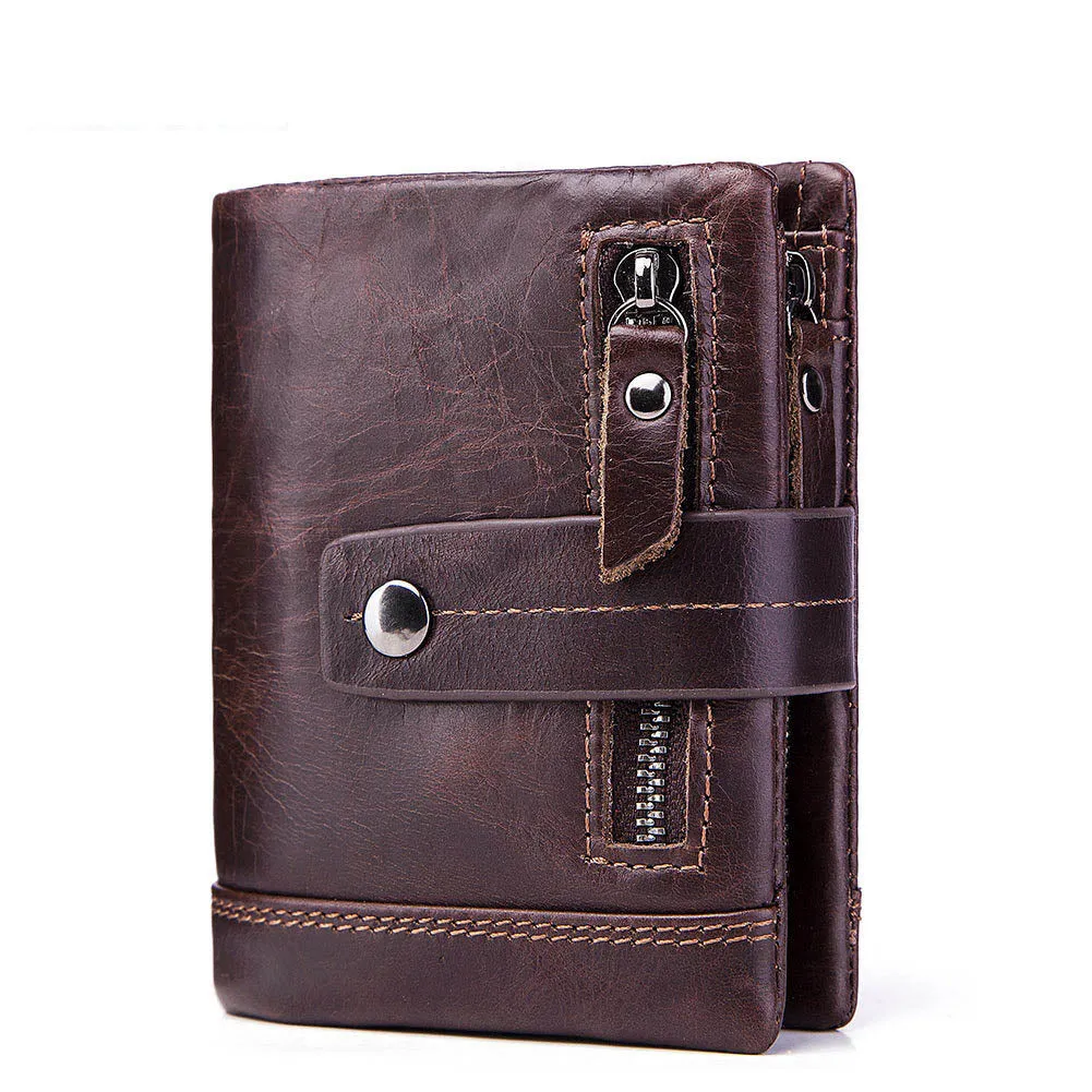 Retro Multifunction Leather Zipper Coin Money Men's Wallet