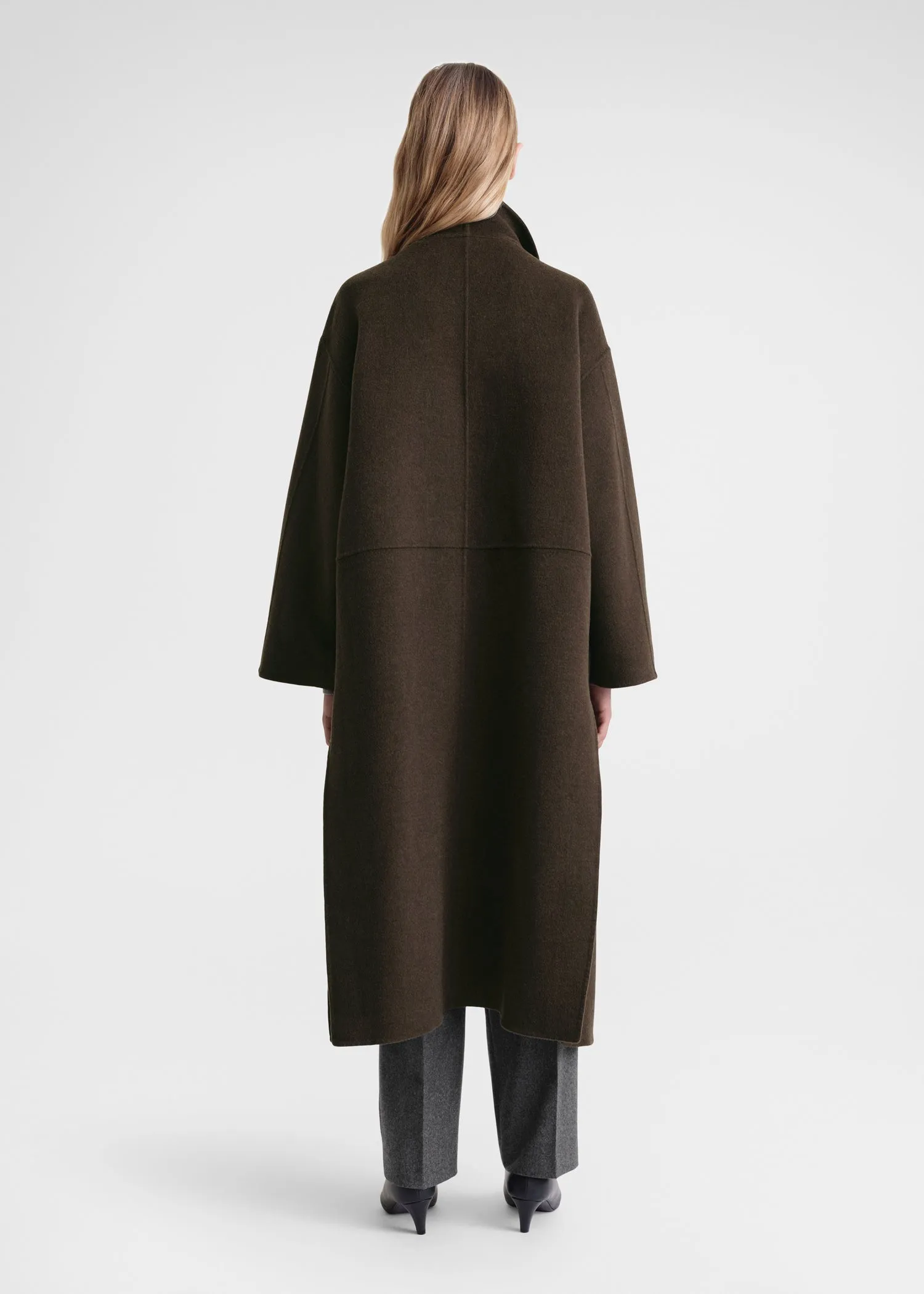 Signature wool cashmere coat chocolate melange