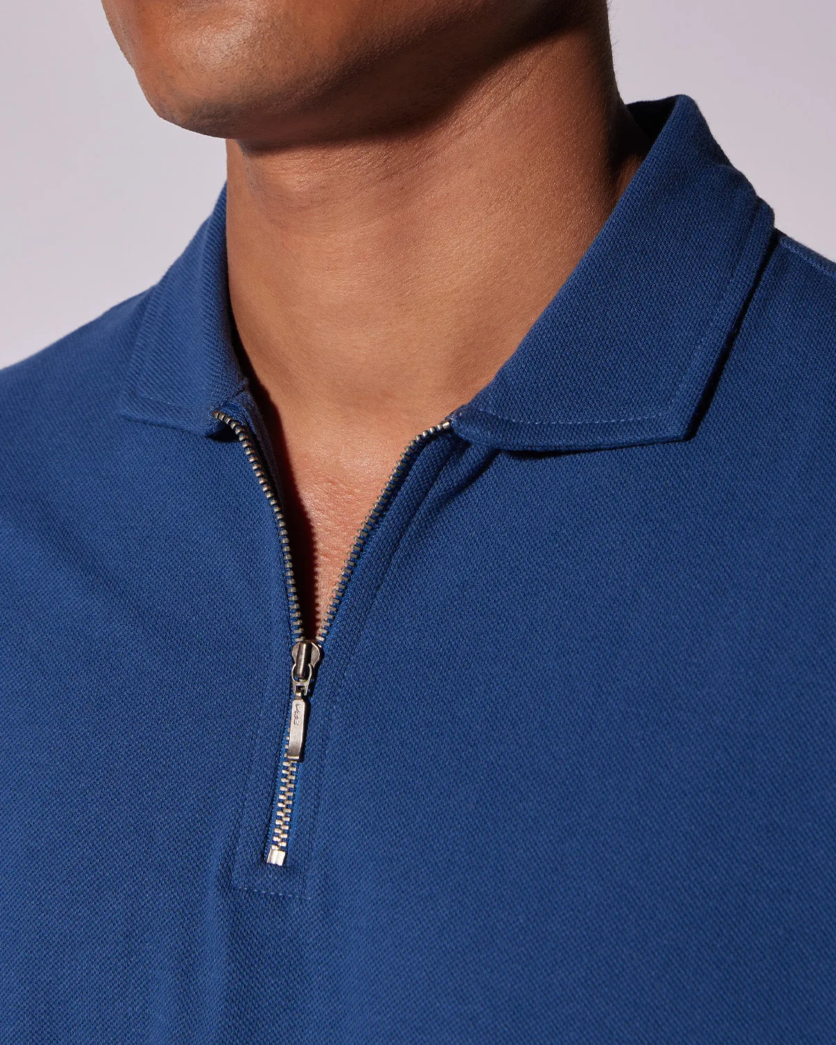 Signature Zipper Polo T-Shirt - Blue