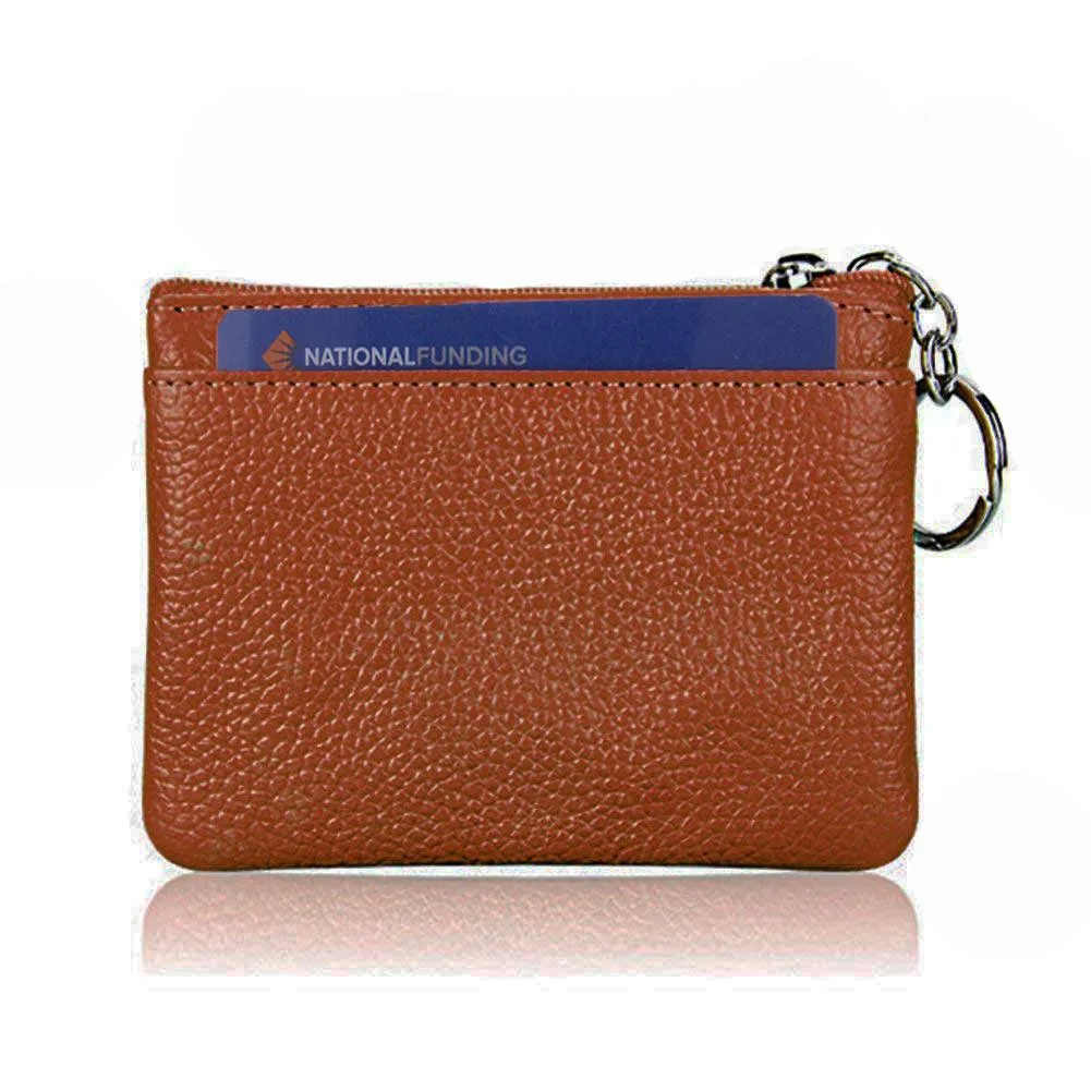 Small Leather 3 Zipper Coin Wallet