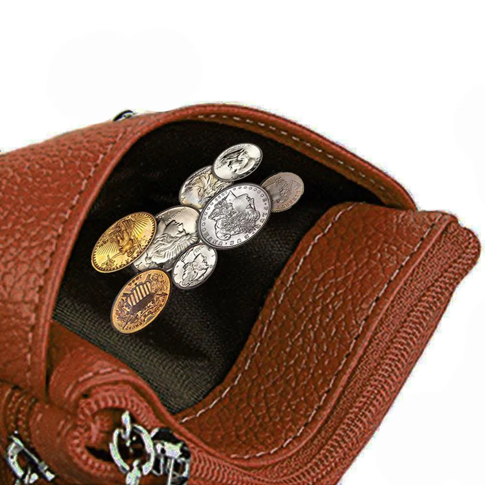 Small Leather 3 Zipper Coin Wallet