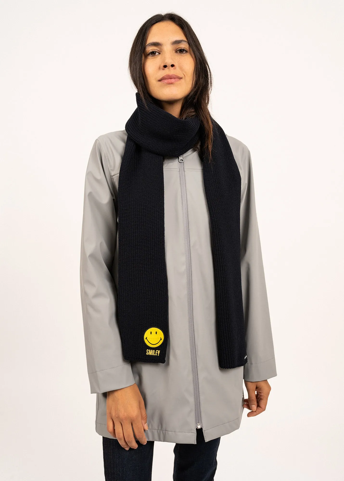 Smiley wool scarf - SAINT JAMES x Smiley (NAVY)