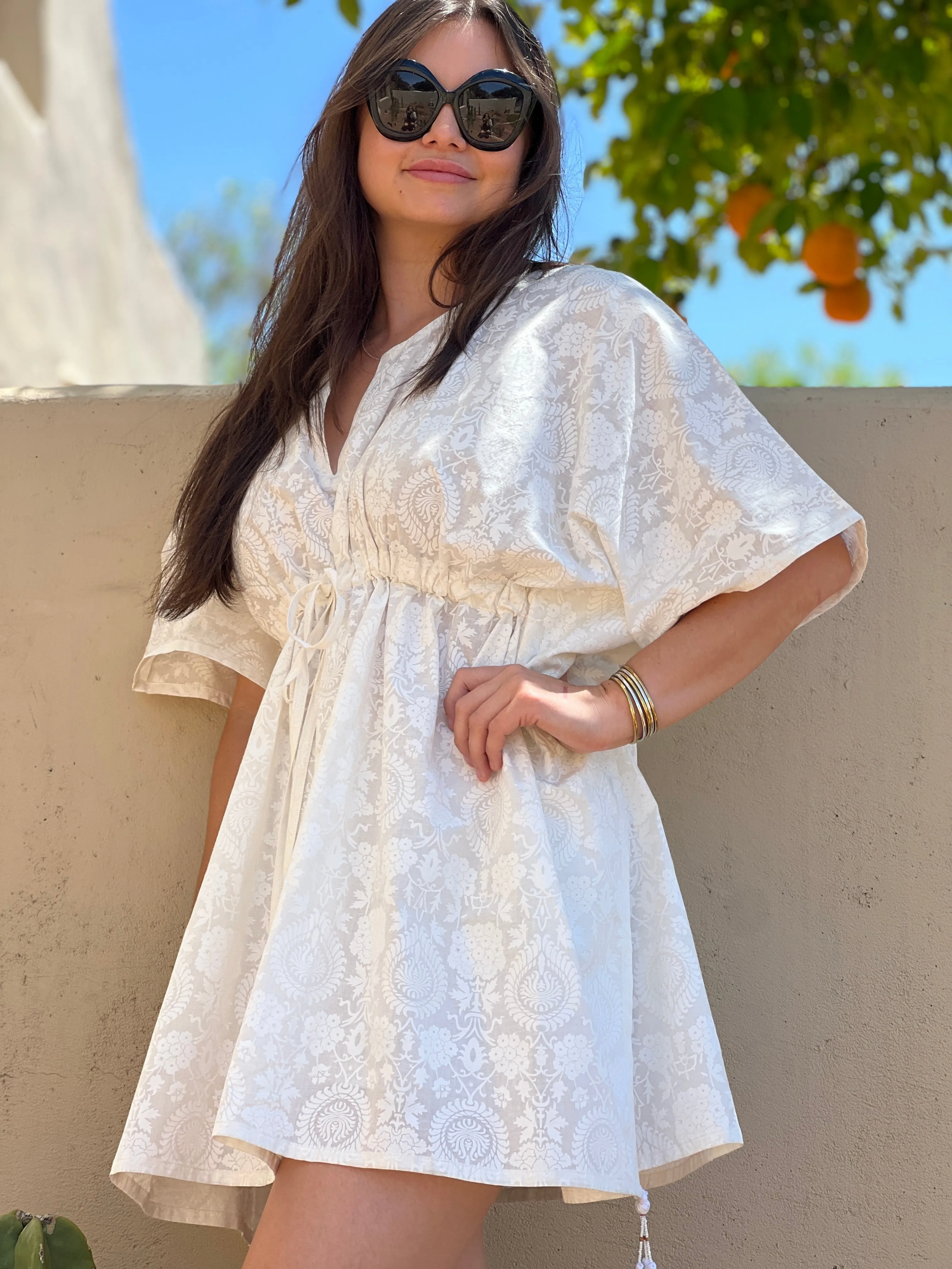 Snow White Short Cotton Kaftan