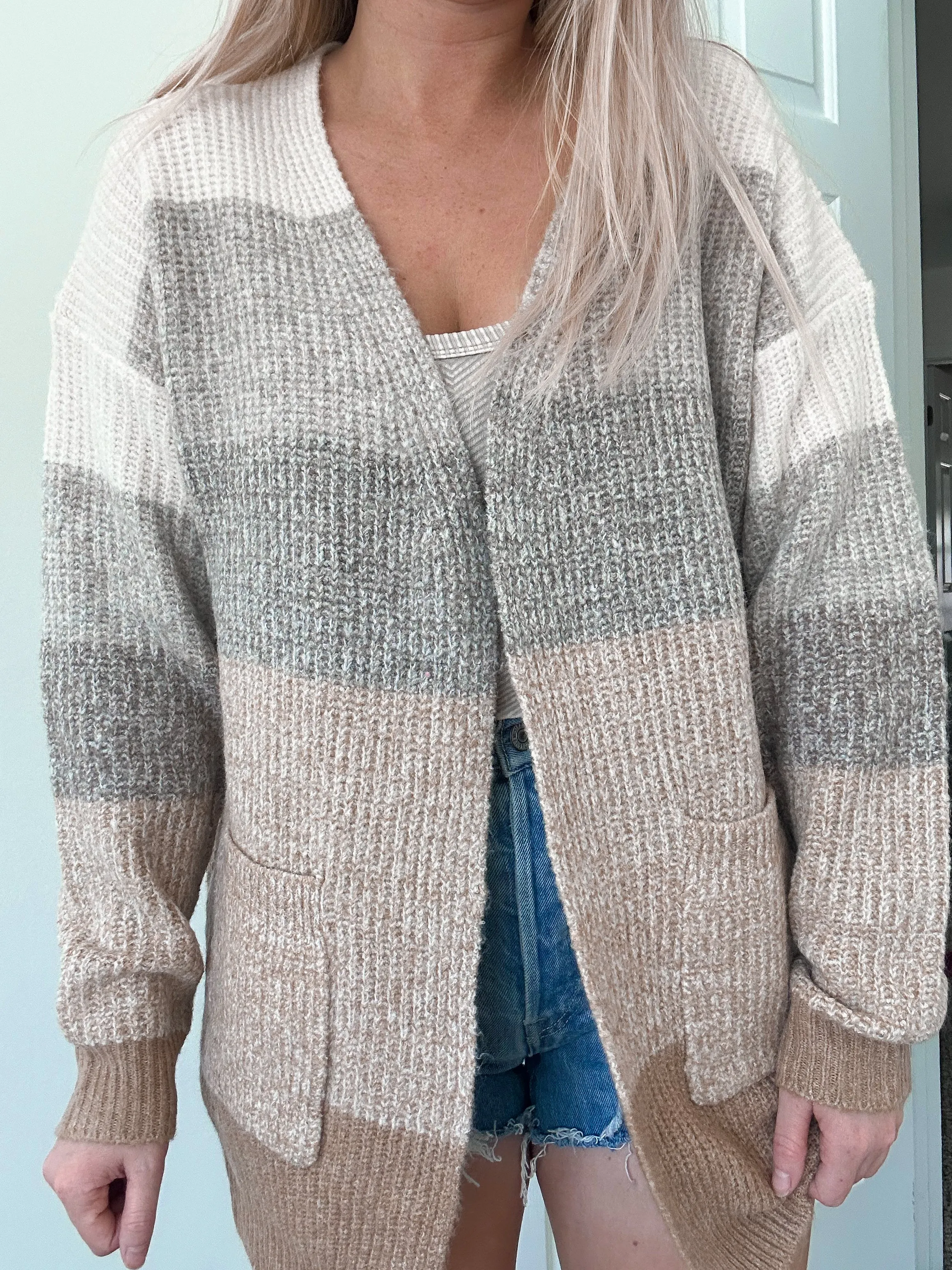 Taupe Colorblock Cardigan