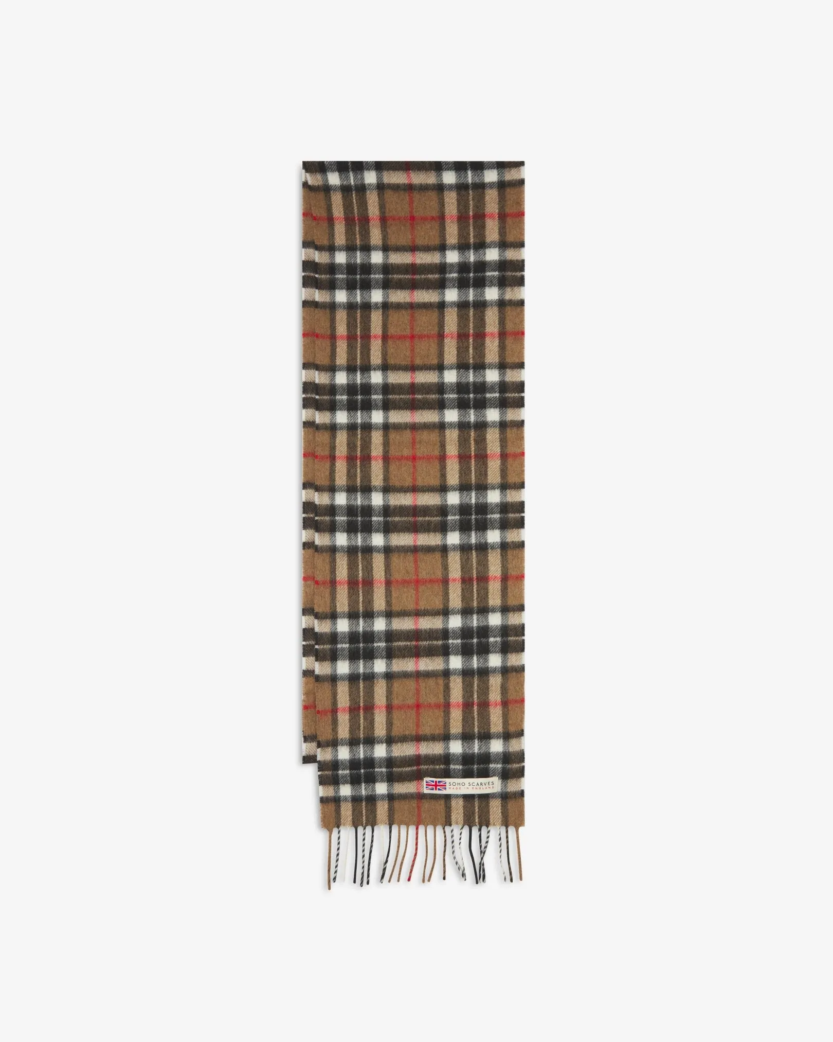 UK Wool Scarf - Highlands Tartan in Camel