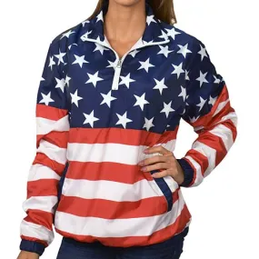 Unisex American Flag 1/4 Zip Windbreaker