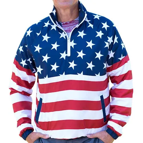 Unisex American Flag 1/4 Zip Windbreaker