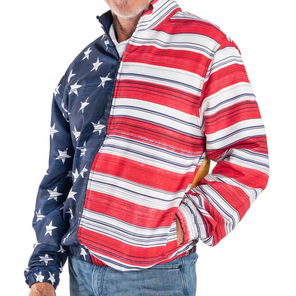 Unisex Patriotic Eagle Full Zip Windbreaker Jacket