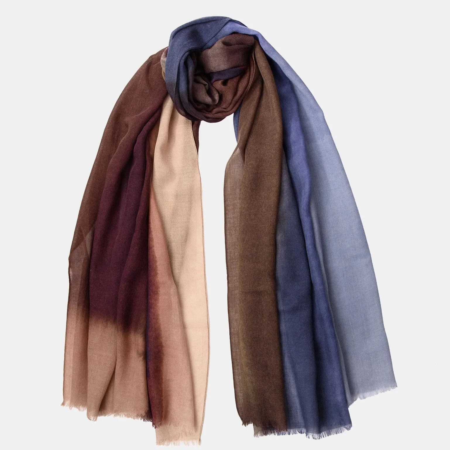 Vicenza - Wool & Silk Scarf - Blue & Brown