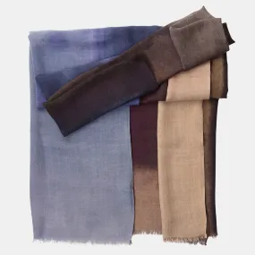 Vicenza - Wool & Silk Scarf - Blue & Brown