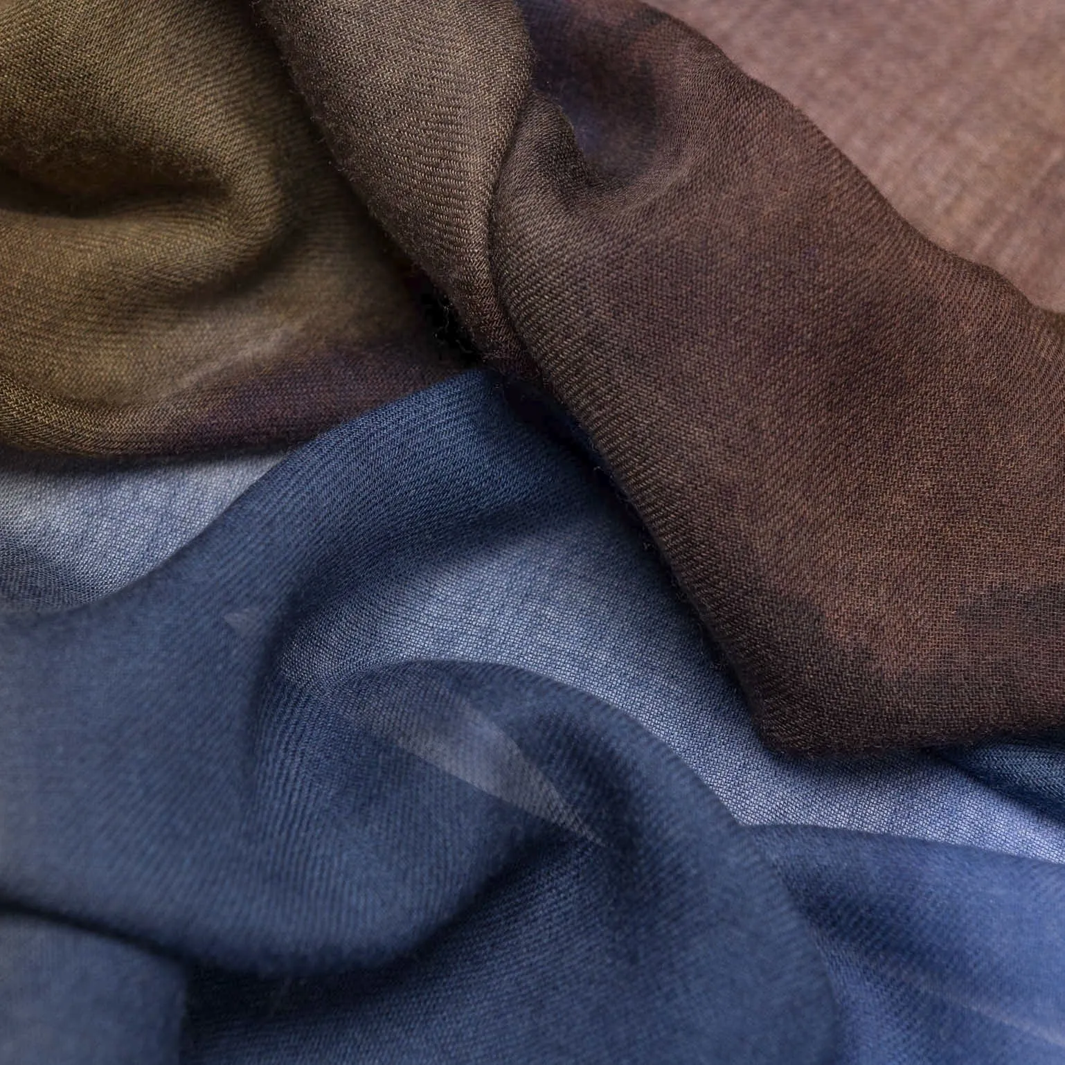 Vicenza - Wool & Silk Scarf - Blue & Brown