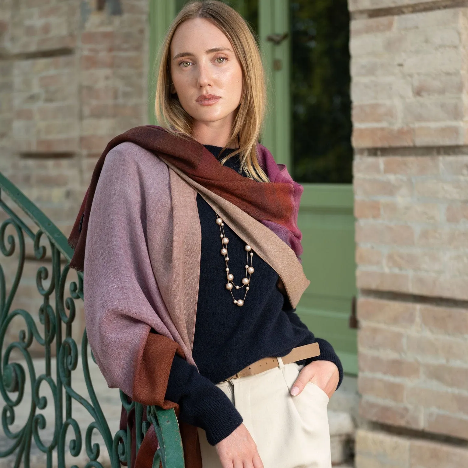 Vicenza - Wool & Silk Scarf - Burgundy