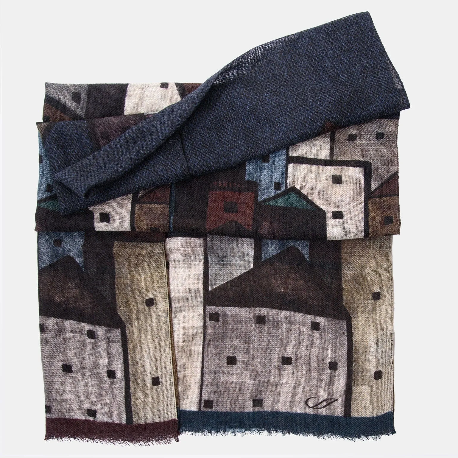 Villagio - Wool Scarf - Navy