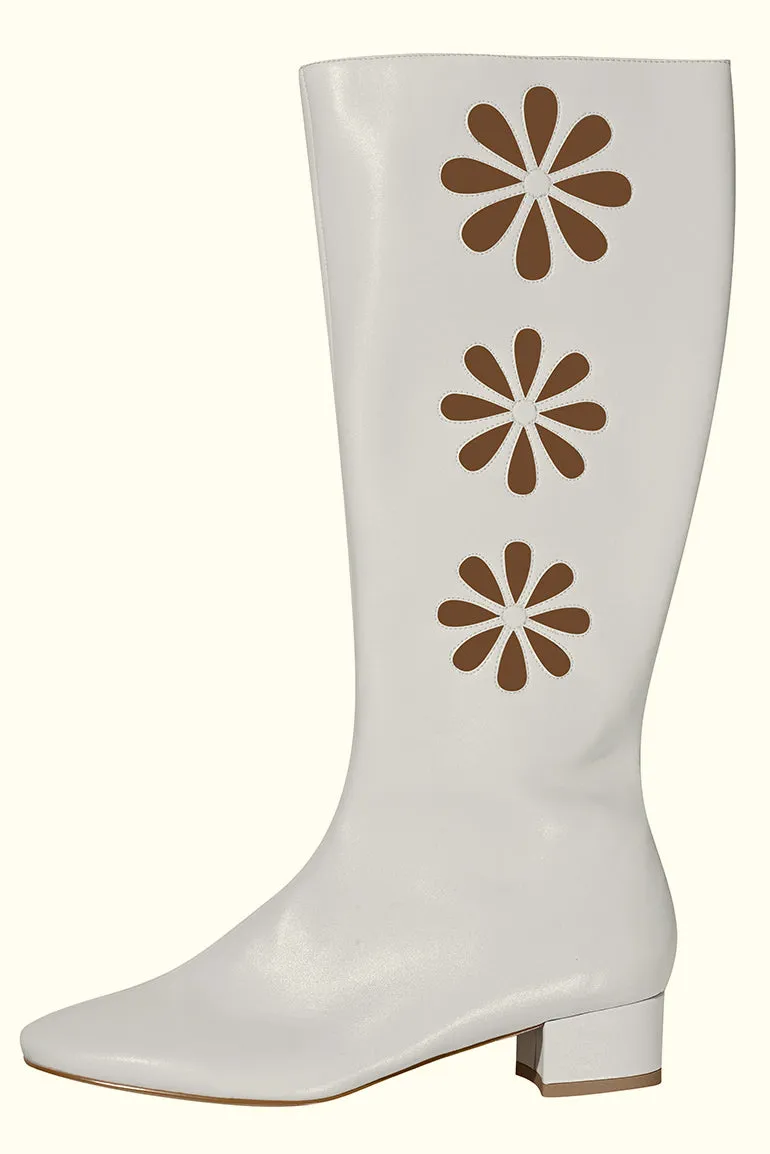 Walk On By White Daisy GoGo Boots