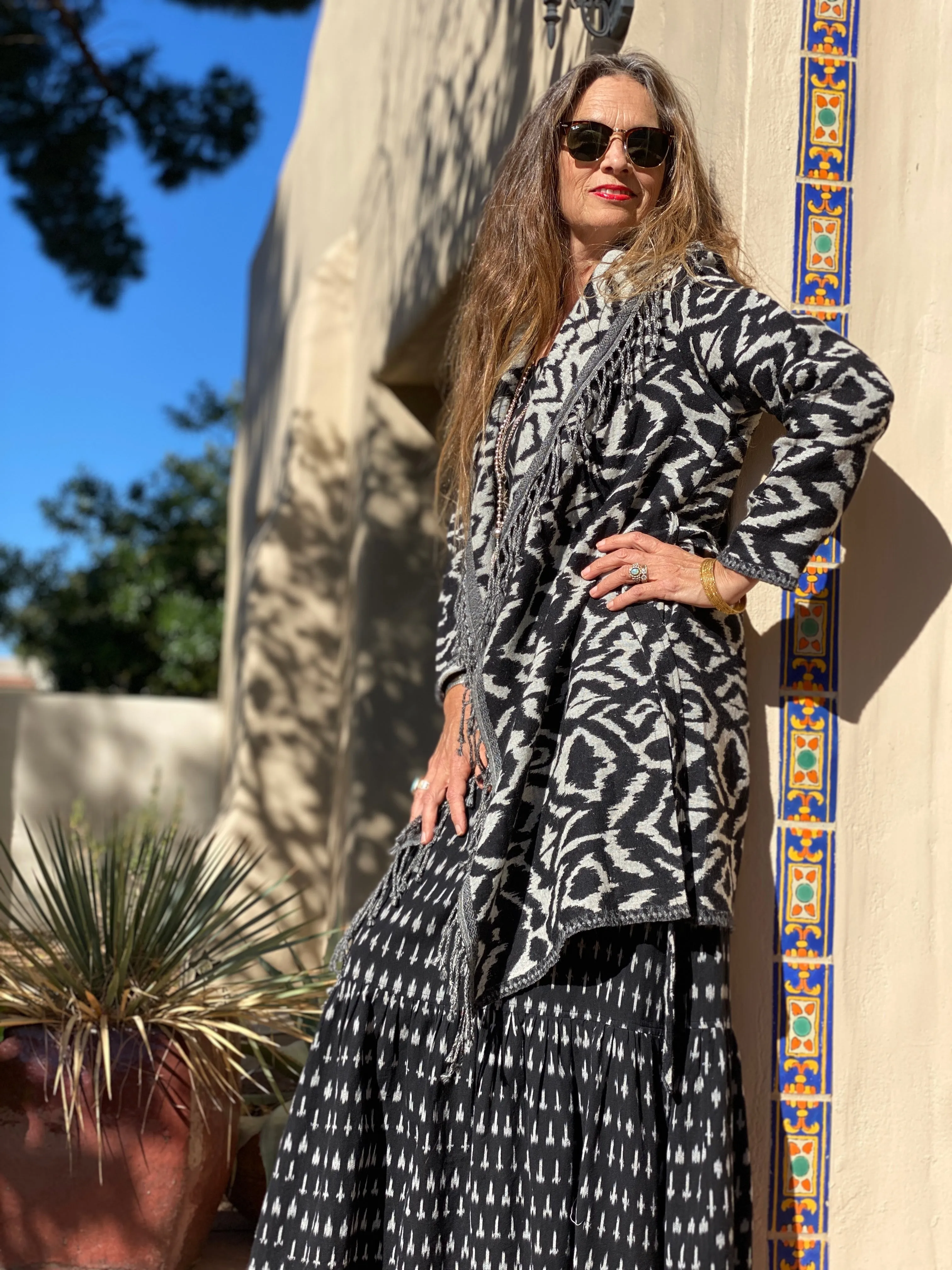 Zebra Belted Boiled Wool Coat ONLY ONE LEFT