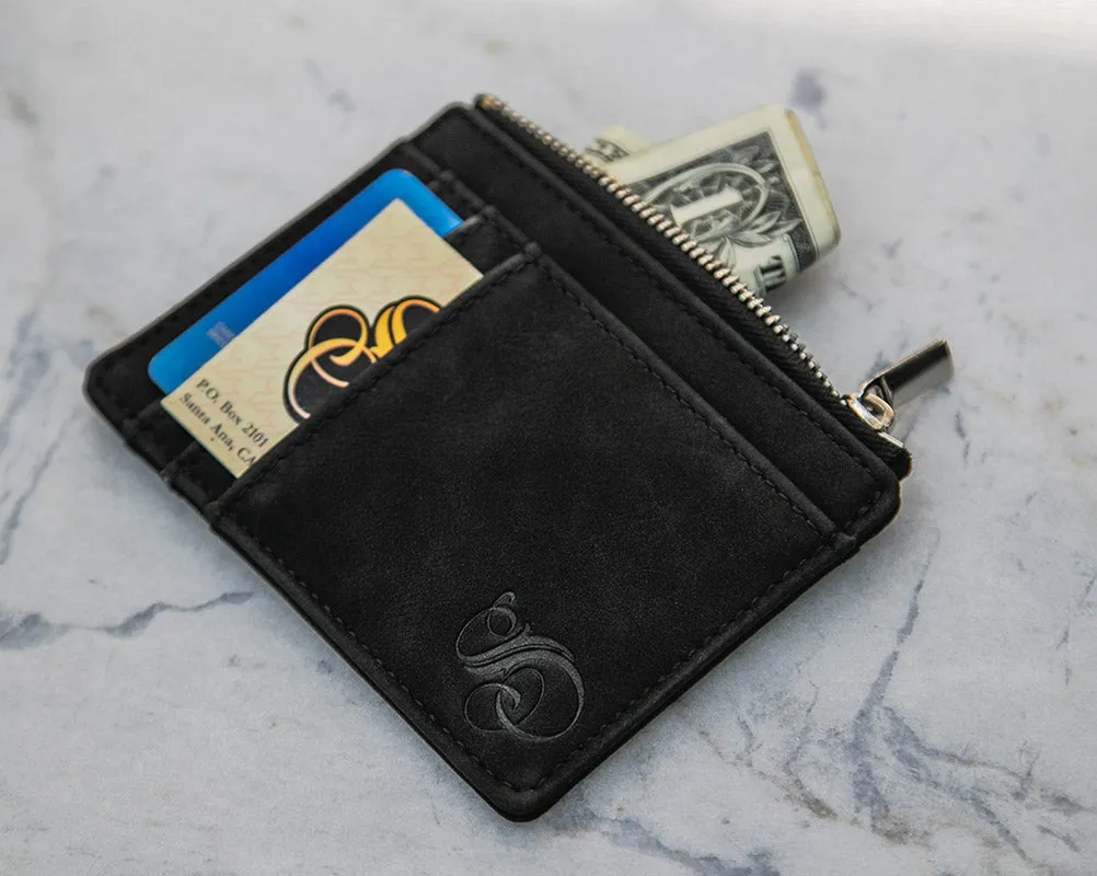 Zipper Card Holder Wallet - Black